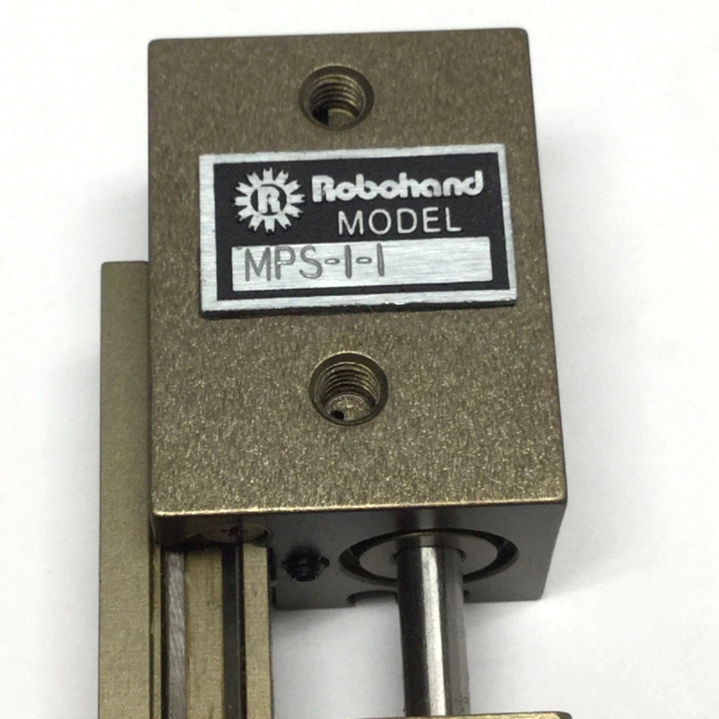 Used Robohand MPS-1-1 Mini Roller Bearing Dual-V Rail Air Slide Thruster, 0.5" Stroke