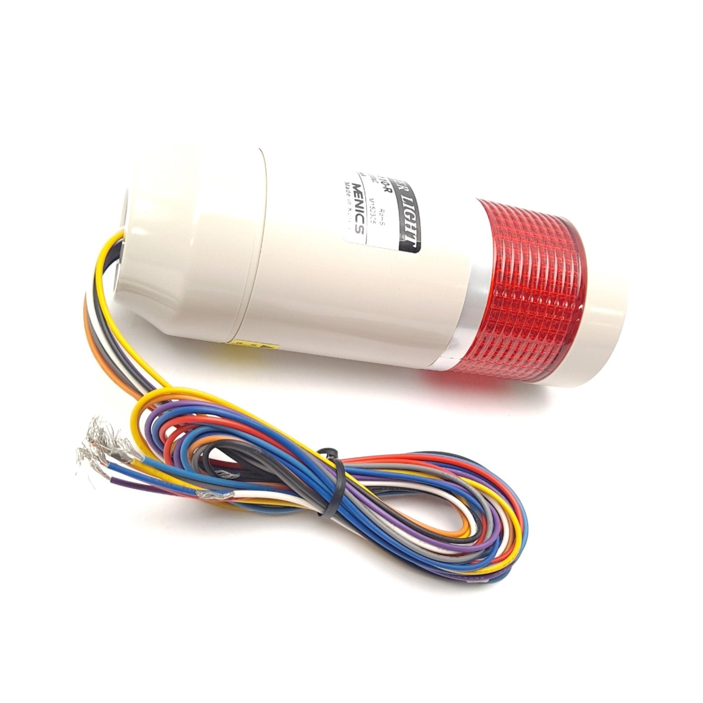 New Menics PREF-110-R LED Red Tower Light W/ Bulb 110/120 VDC 9 Wire Flying Leads