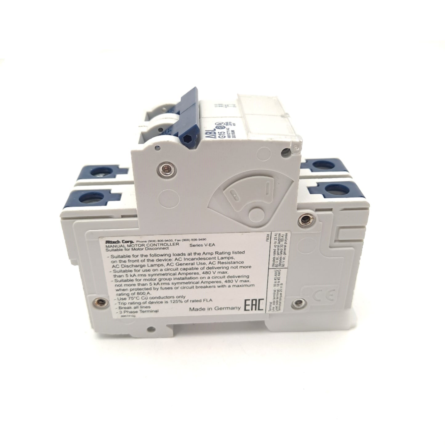 New Altech Corp 2G15UM Manual Motor Controller 277 VAC 15 A 2 Pole Din Rail Mount