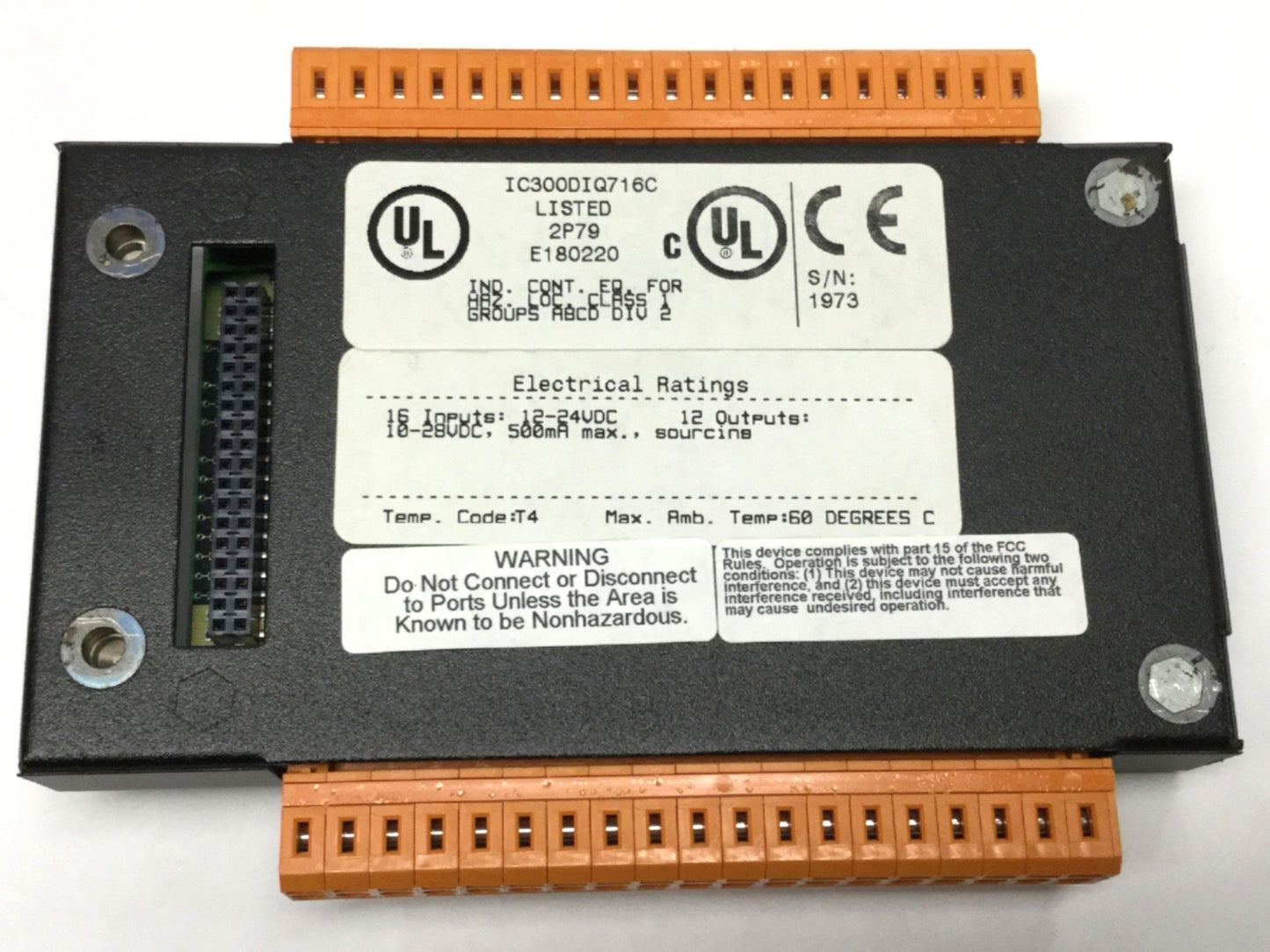Used GE Fanuc IC300DIQ716C SmartStack Digital I/O Module 12-24 VDC In, 10-28VDC Out
