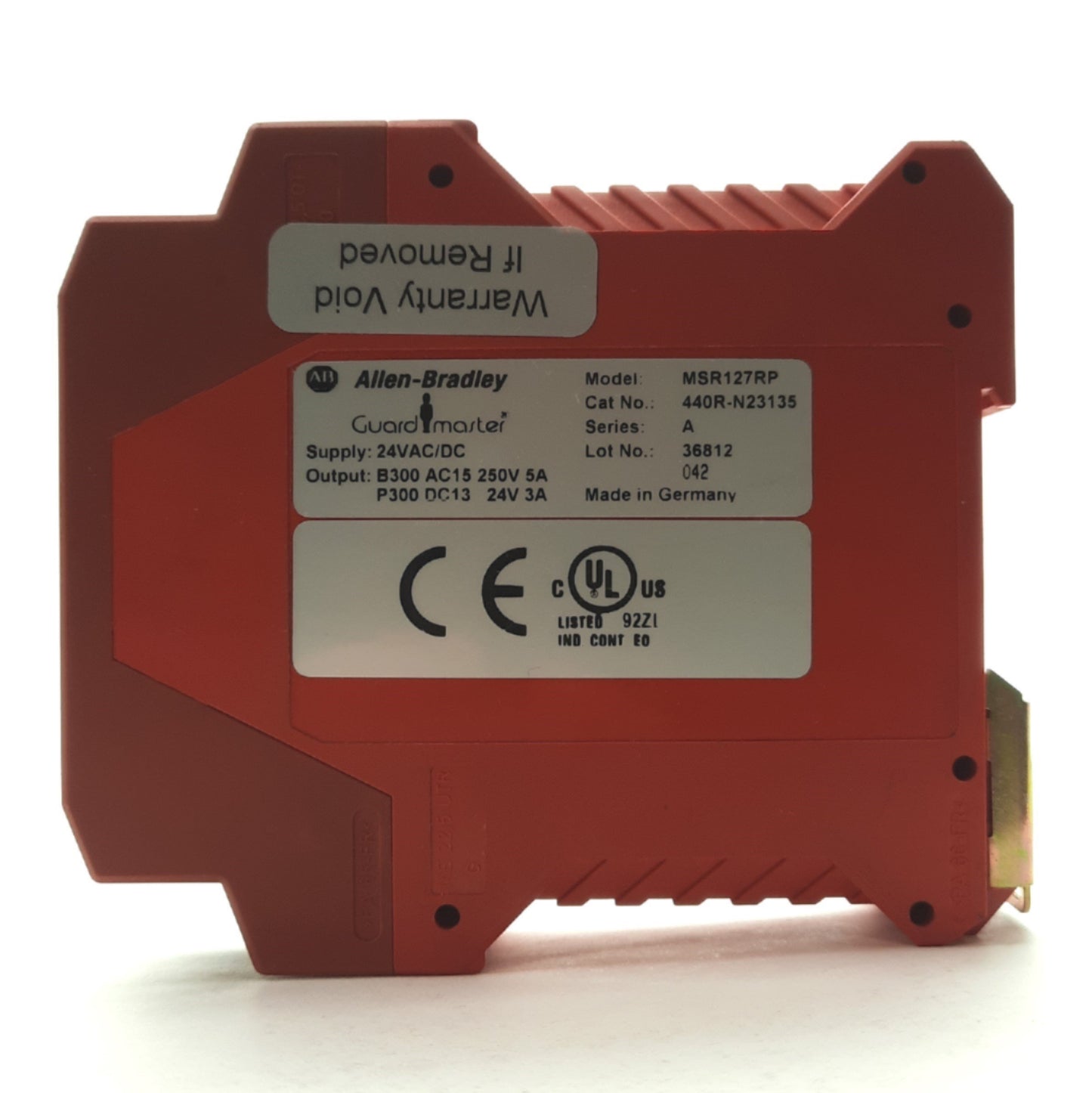 Used Allen-Bradley 440R-N23135 MSR127RP Ser A Safety Relay 2x NC Input 3-Pole Aux 24V