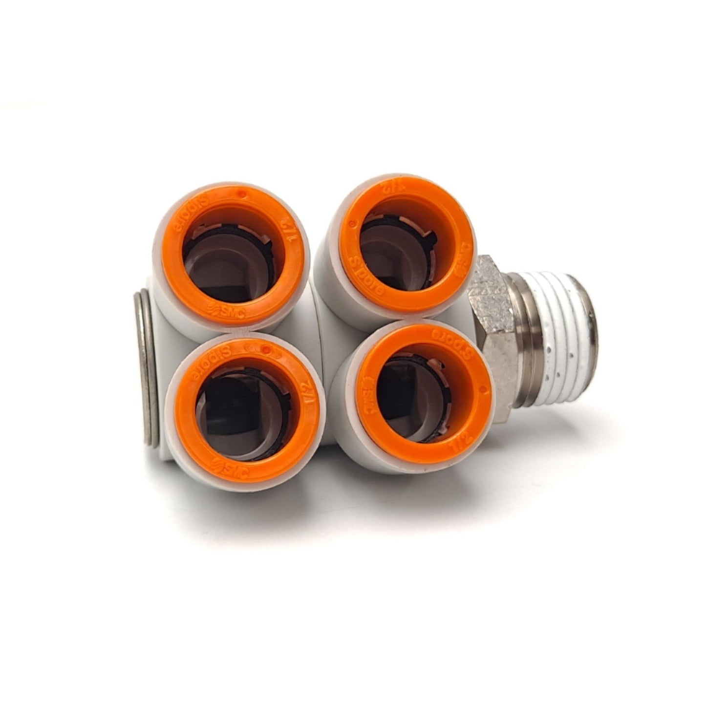 New SMC KQ2ZD13-37S Universal Double Branch Elbow Fitting 4x 1/2" Tube to 1/2"NPT