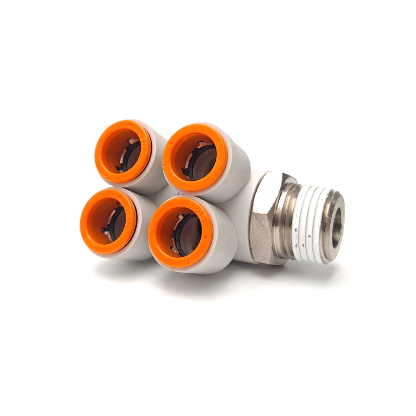 New SMC KQ2ZD13-37S Universal Double Branch Elbow Fitting 4x 1/2" Tube to 1/2"NPT