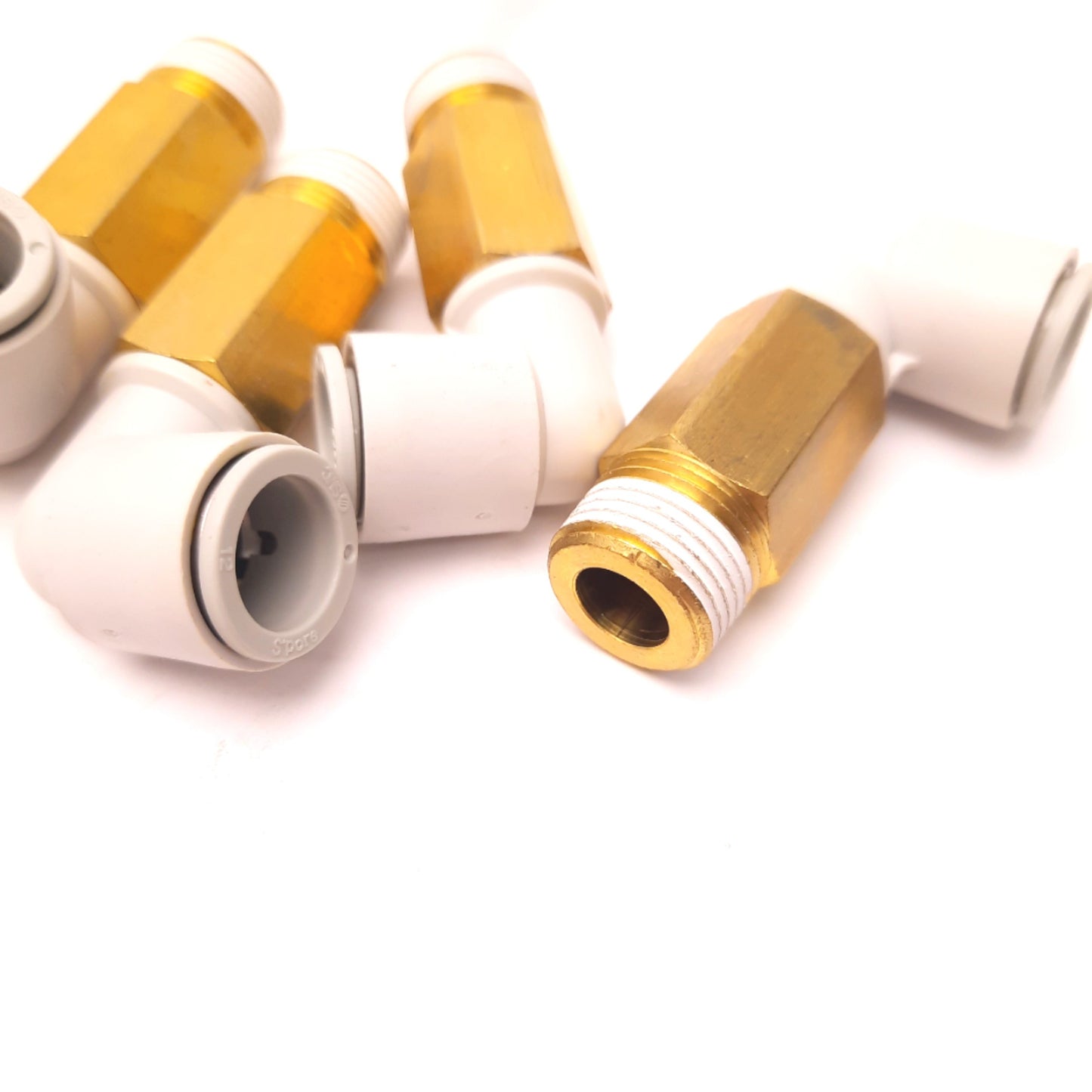New Lot of 5 SMC KQ2W12-03AS Ext. Elbow Male Push to Connect Fitting, 3/8 to 12mm
