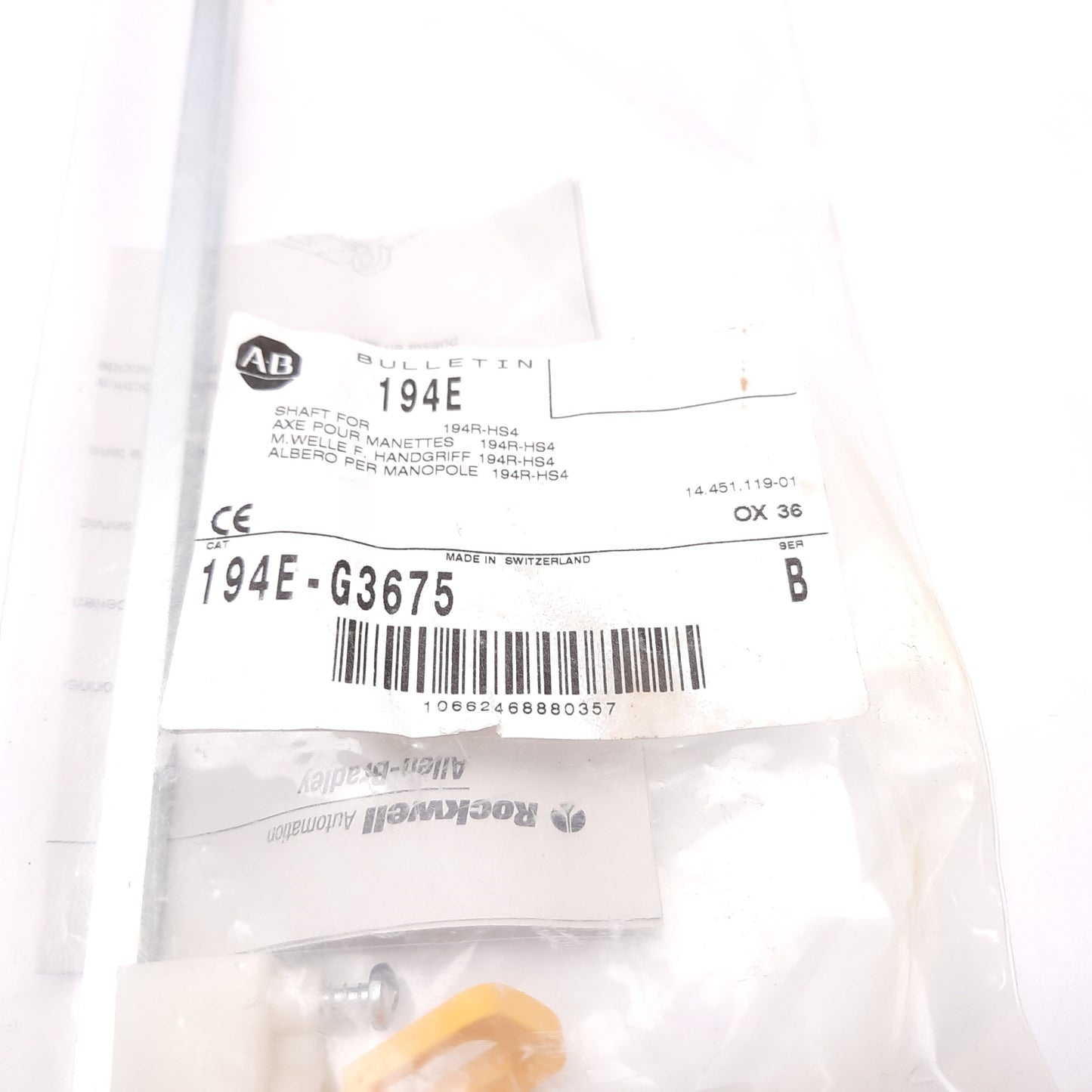 New Allen Bradley 194E-G3675 Disconnect Switch Shaft Adapter Kit For 194R-HS4 Handle