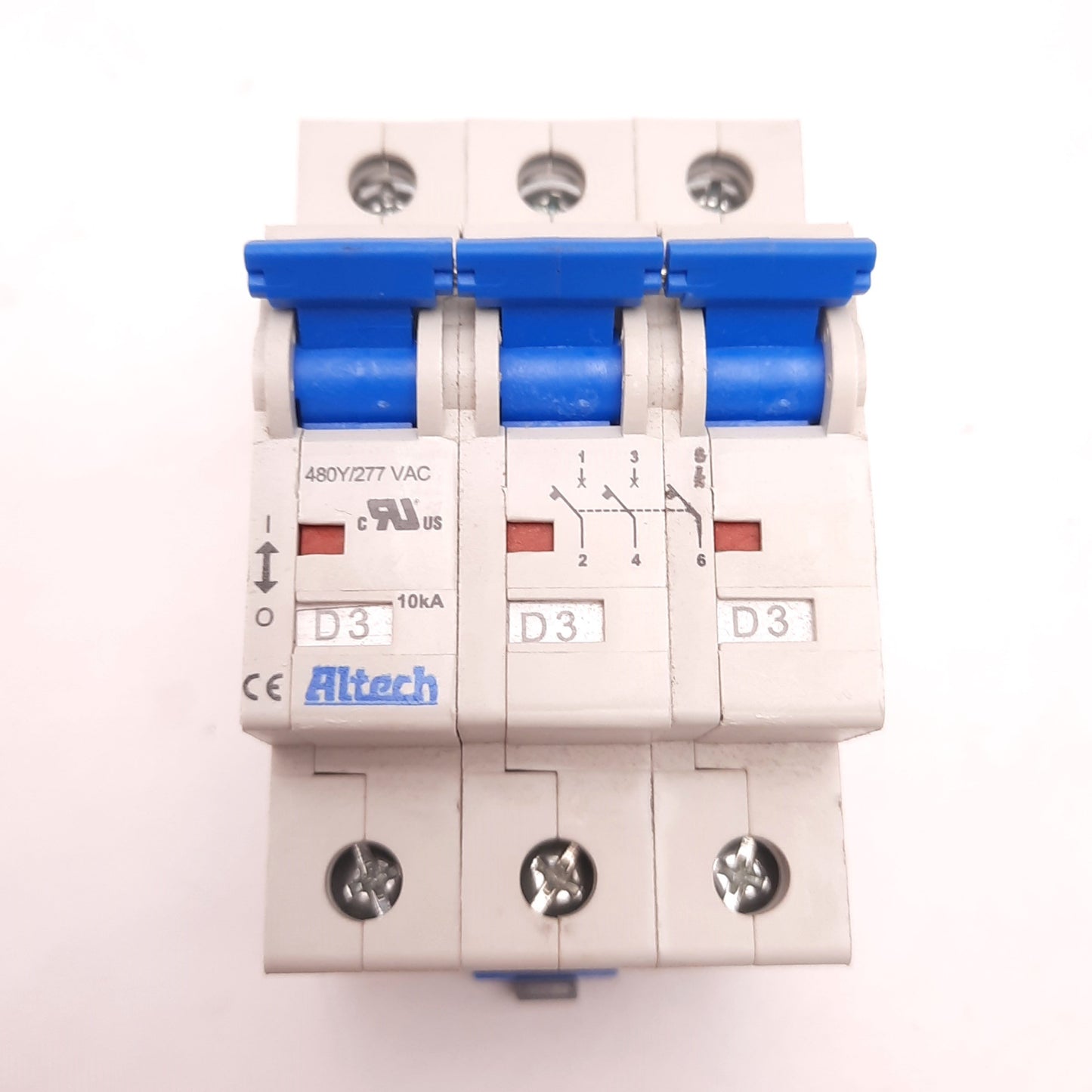 New – Open box Altech 3DU3R Mini-Circuit Breaker, R Series, 3 Pole, 3 Amp, 480v AC, DIN Mount