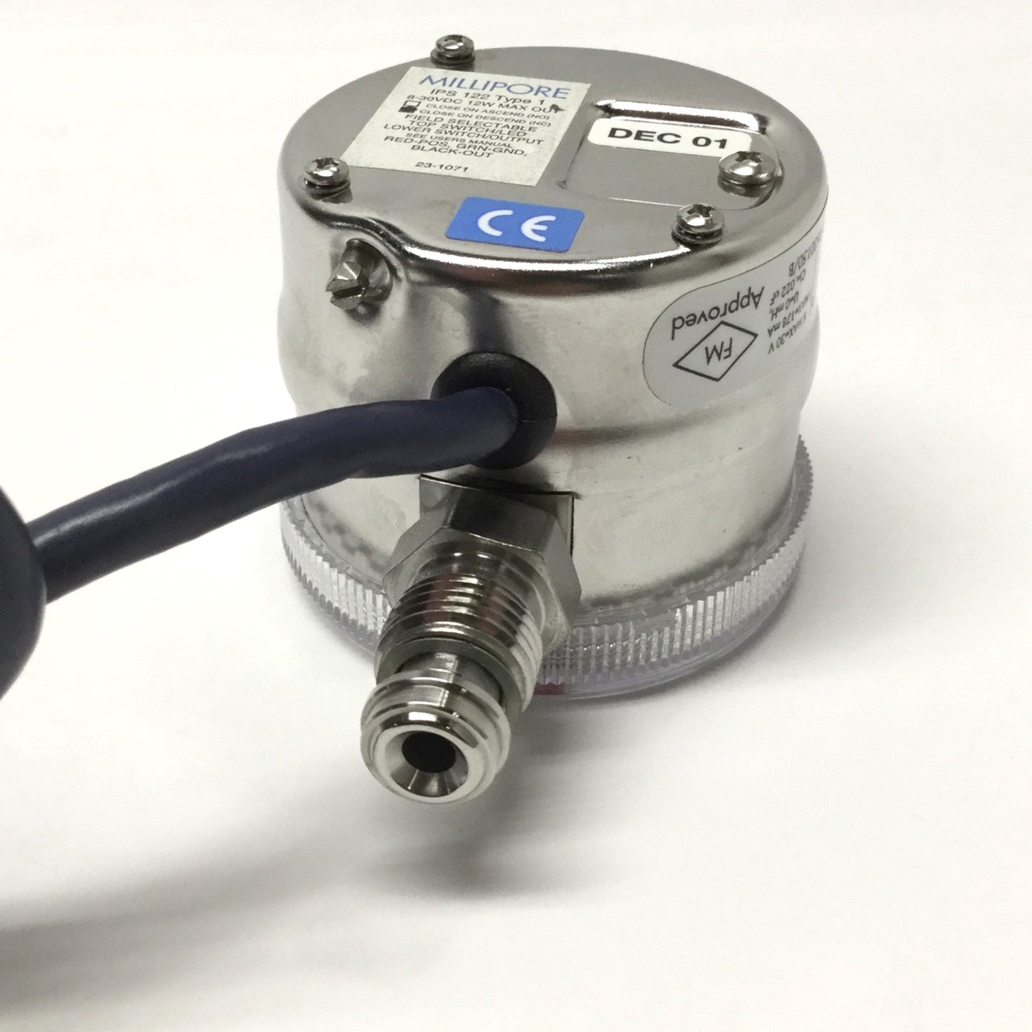 Used Millipore IPS 122 Type 1 Pressure Switch 0-2000psi Gauge, 2" Dial, 8-30VDC
