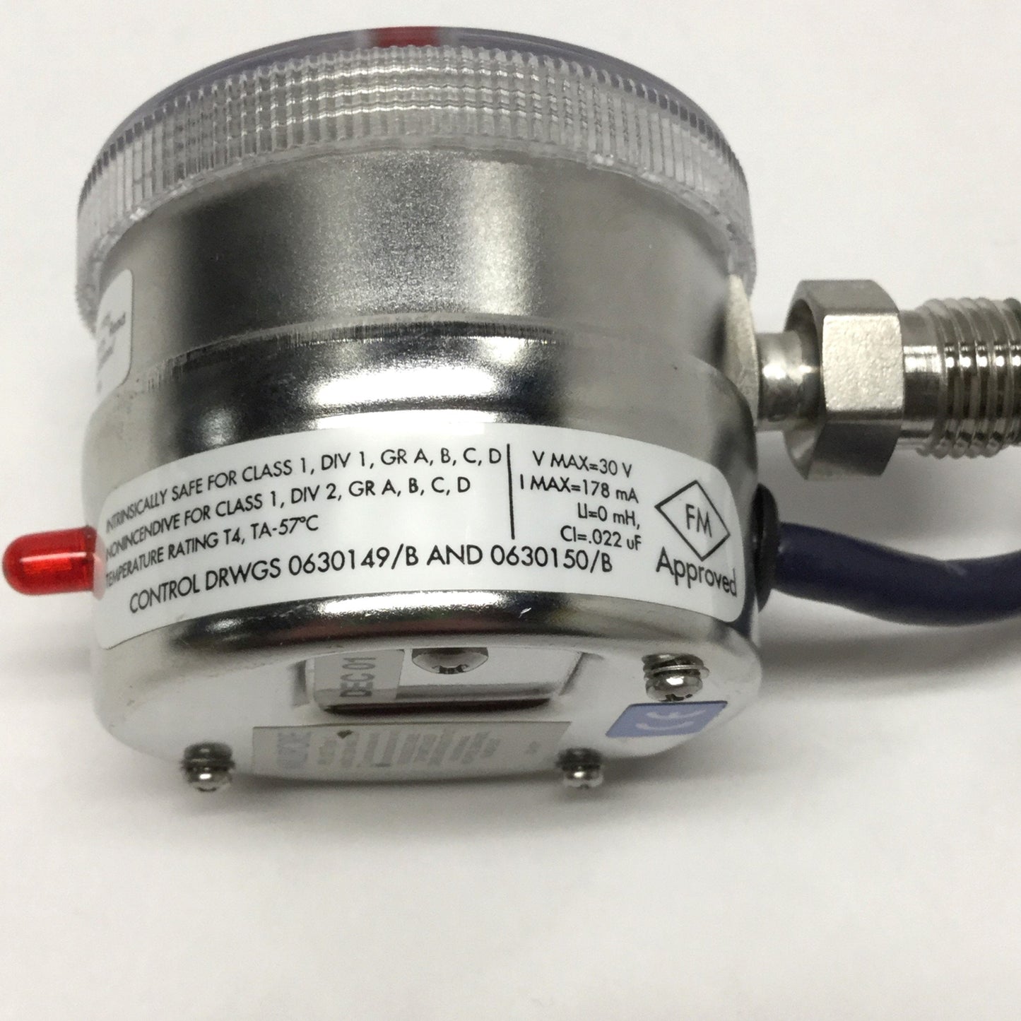 Used Millipore IPS 122 Type 1 Pressure Switch 0-2000psi Gauge, 2" Dial, 8-30VDC