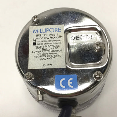 Used Millipore IPS 122 Type 1 Pressure Switch 0-2000psi Gauge, 2" Dial, 8-30VDC
