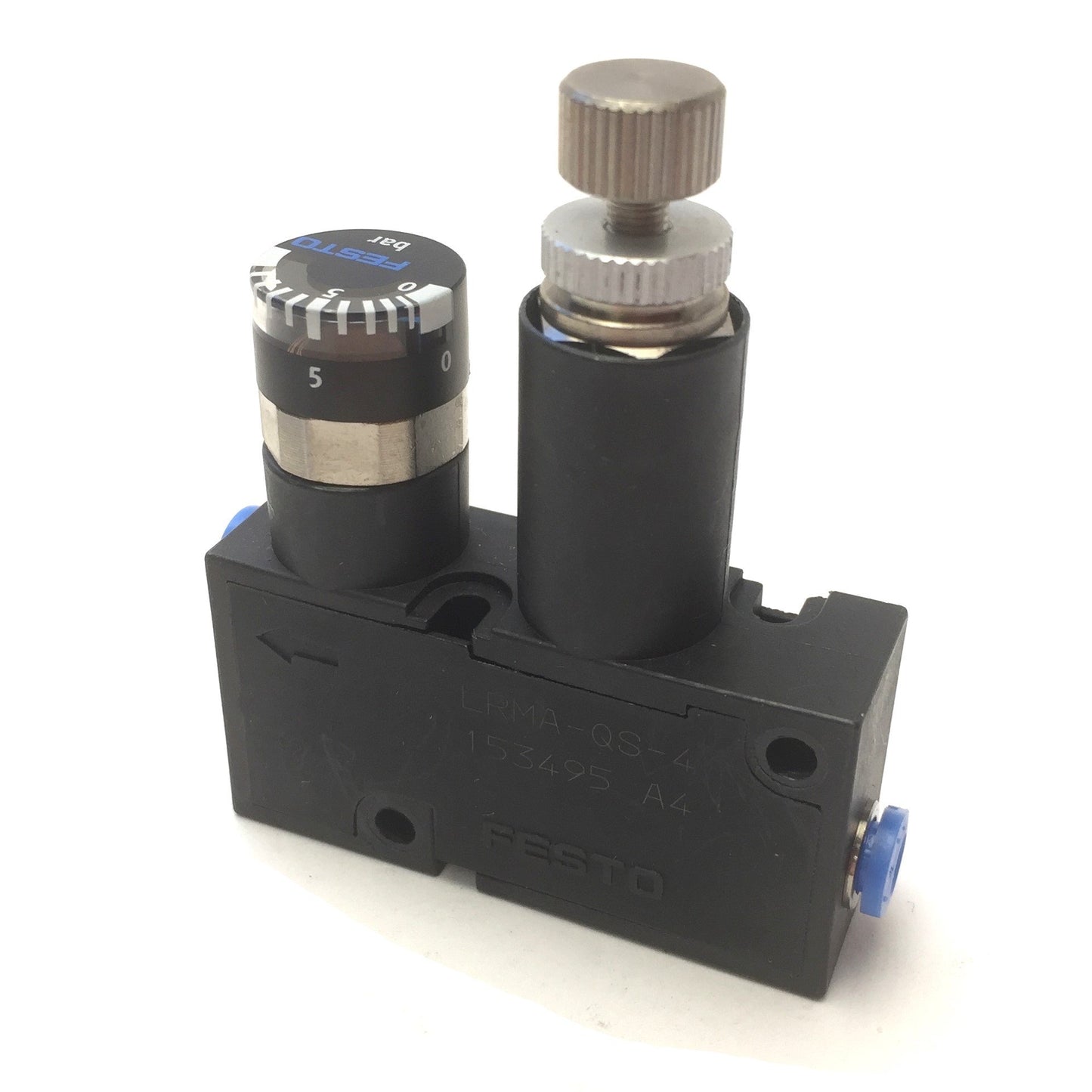 Used Festo LRMA-QS-4 Pneumatic Pressure Regulator 0-9 Bar Push In Connector 4mm 50l/m