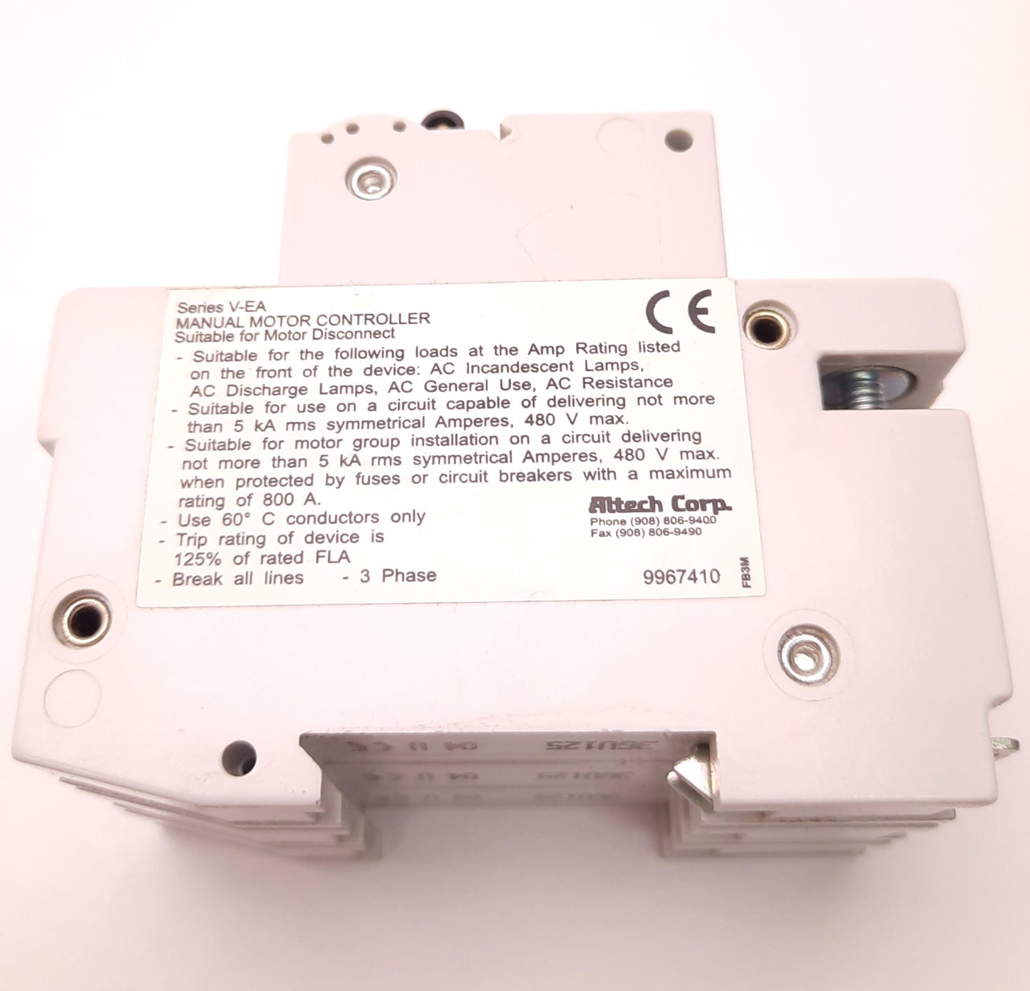 New – Open box Altech Corp 3GU125 Circuit Breaker, 12.5A, 480Y/277v AC, 3 Poles, Din Mounting