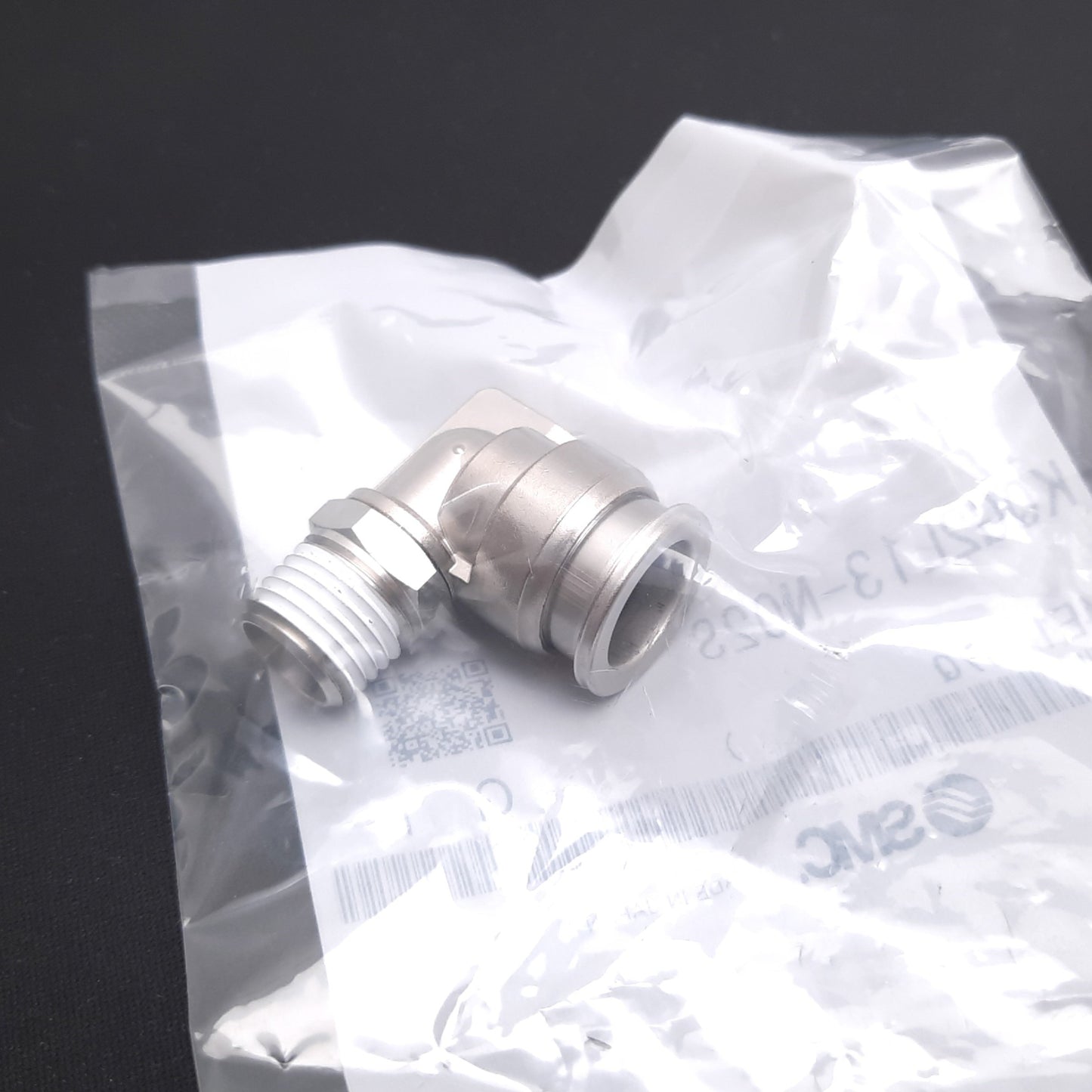 New SMC KQG2L13-N02S Elbow Fitting, 1/4" NPT Male to 1/2" Tube OD, 316 SS