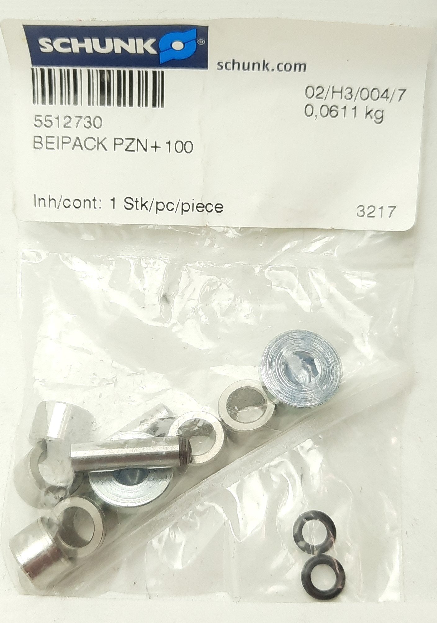New SCHUNK PZN+100-2-IS PZN-plus Centric Gripper, 5mm Stroke, 5900N, 87PSI, Ø120mm