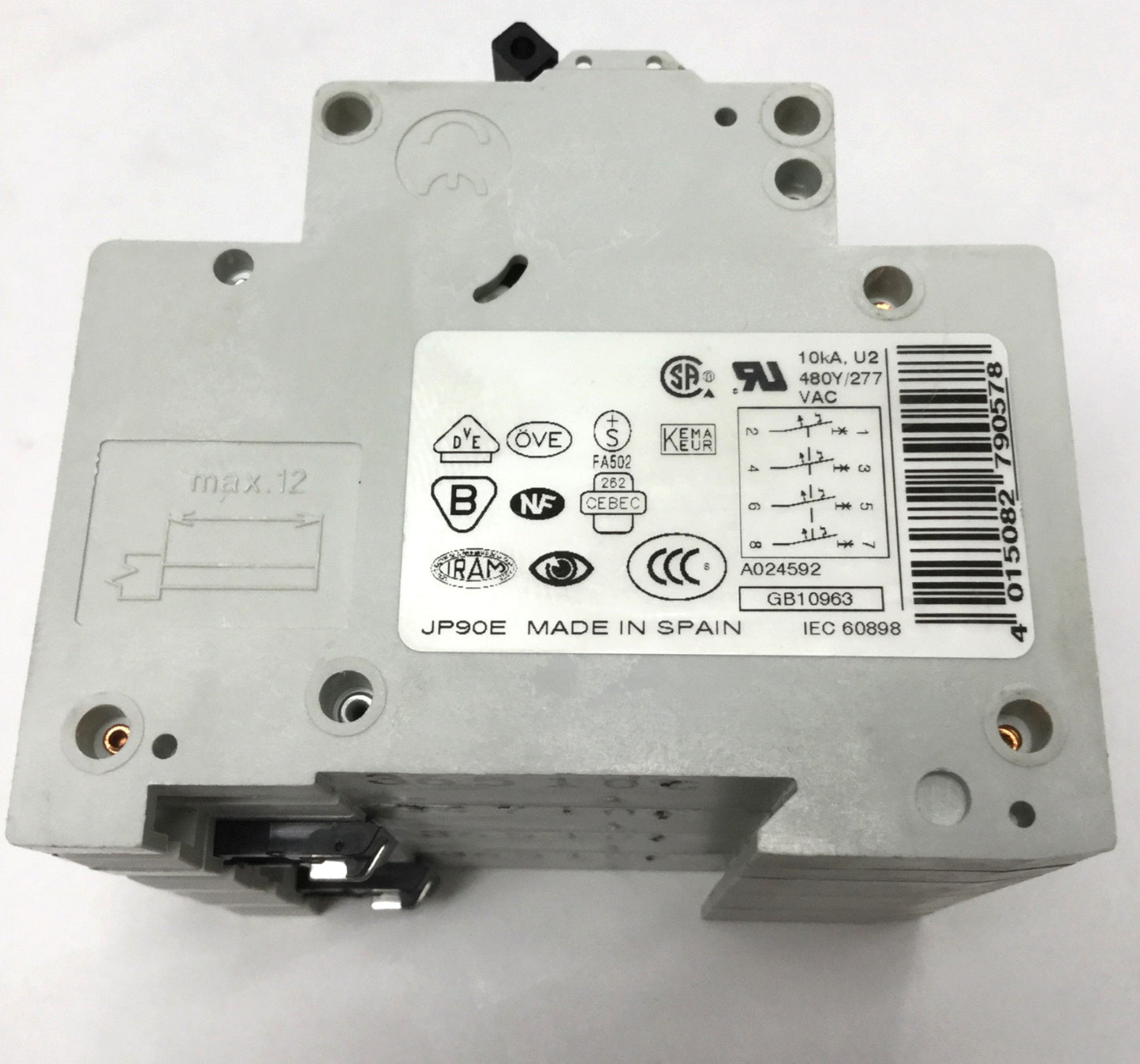 Used Eaton Moeller FAZ-C10/4 Xpole Circuit Breaker 4-Pole, 10A, 415VAC, C-Curve