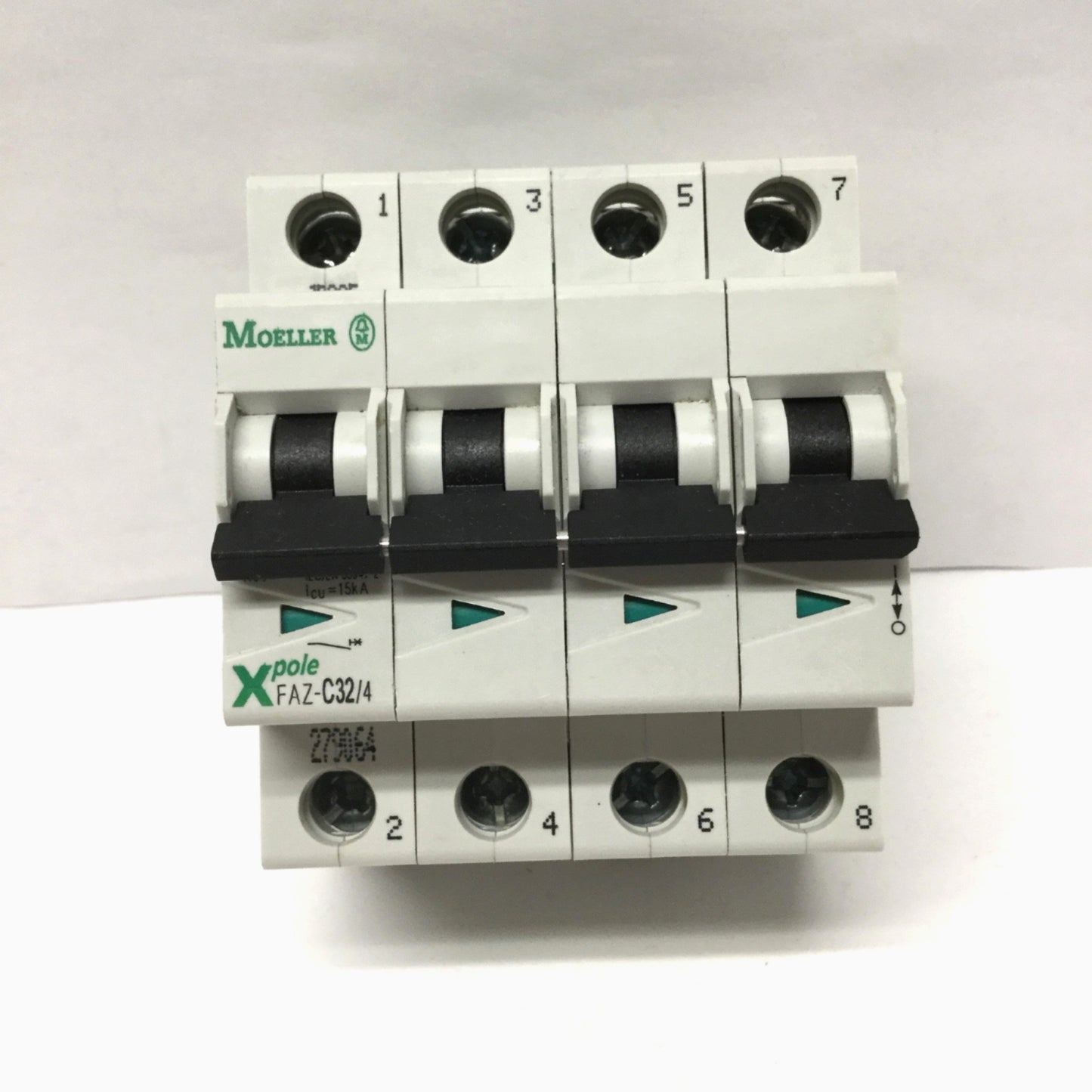 Used Eaton Moeller FAZ-C32/4 Xpole Circuit Breaker 4-Pole, 32A, 415VAC, C-Curve