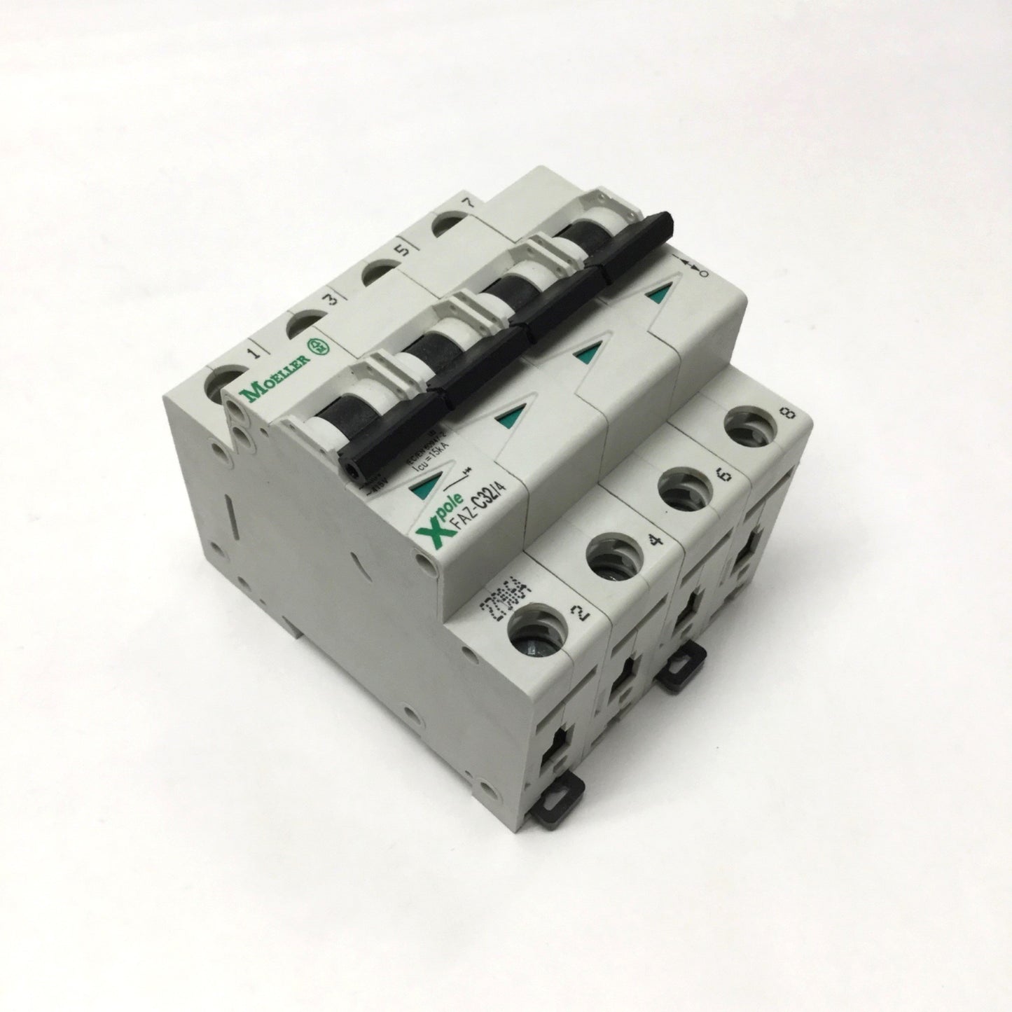 Used Eaton Moeller FAZ-C32/4 Xpole Circuit Breaker 4-Pole, 32A, 415VAC, C-Curve