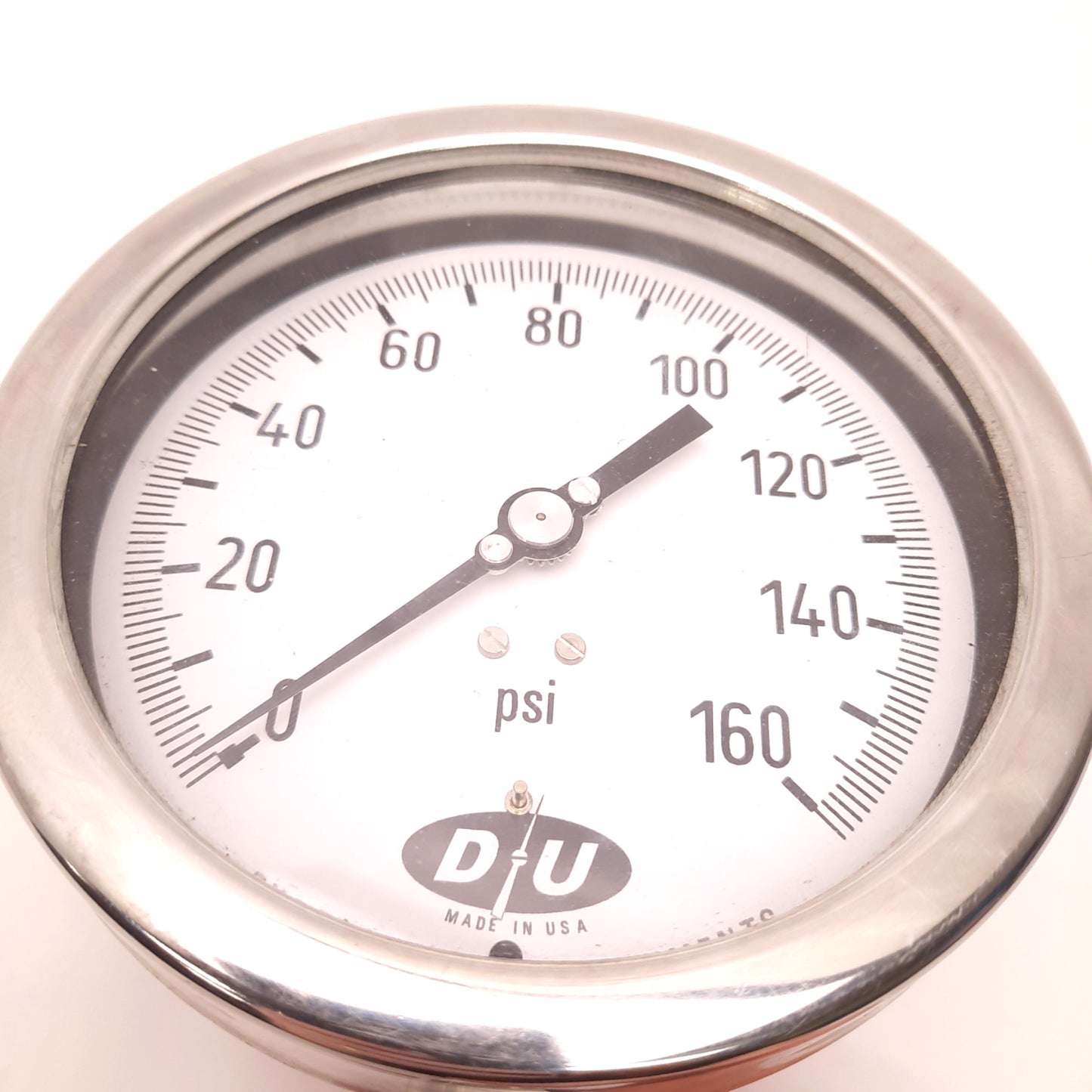Used Duro 5RPK6 Industrial Pressure Gauge, 0 to 160 Psi, 1/2" NPT Male, 4.5" Dial