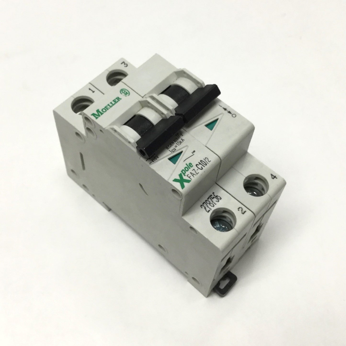 Used Eaton Moeller FAZ-C10/2 Xpole Circuit Breaker 2-Pole, 10A, 415VAC, C-Curve