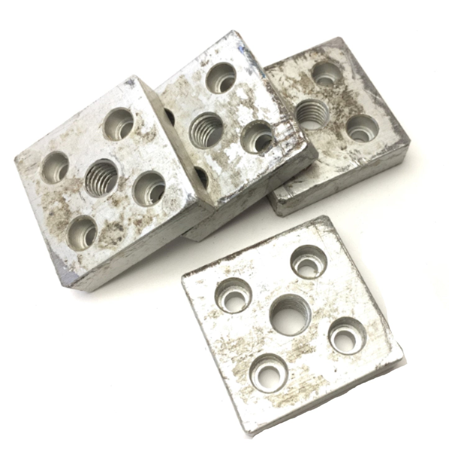 Used Lot of 4 80/20 2132 Aluminum Extrusion Base Plate 2x2" 5-Hole 1/2-13Tap 10Series