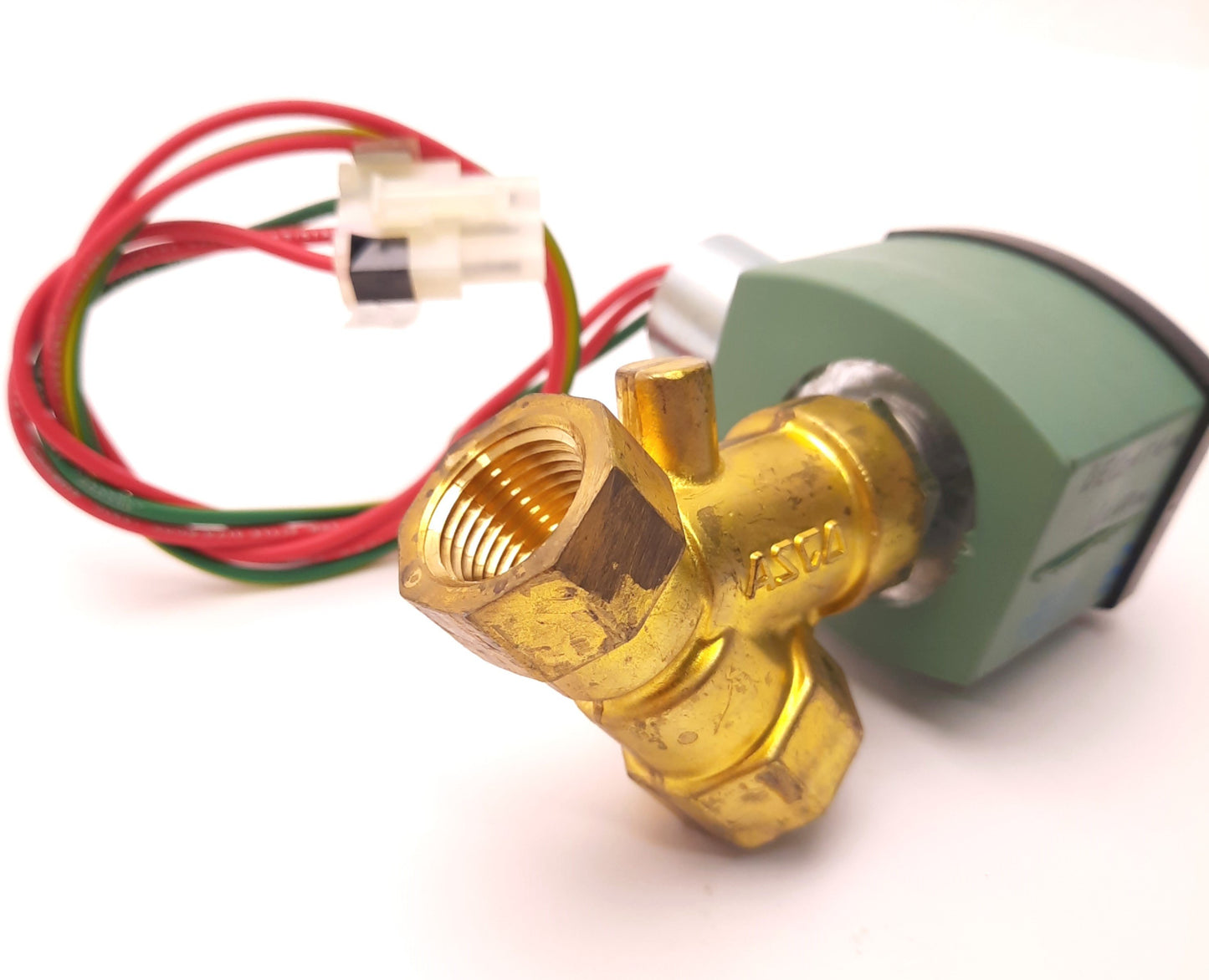 Used ASCO 8030G17 Brass Solenoid Valve 1/2" Pipe, 15 Psi Air/Water, 16.1 Watts