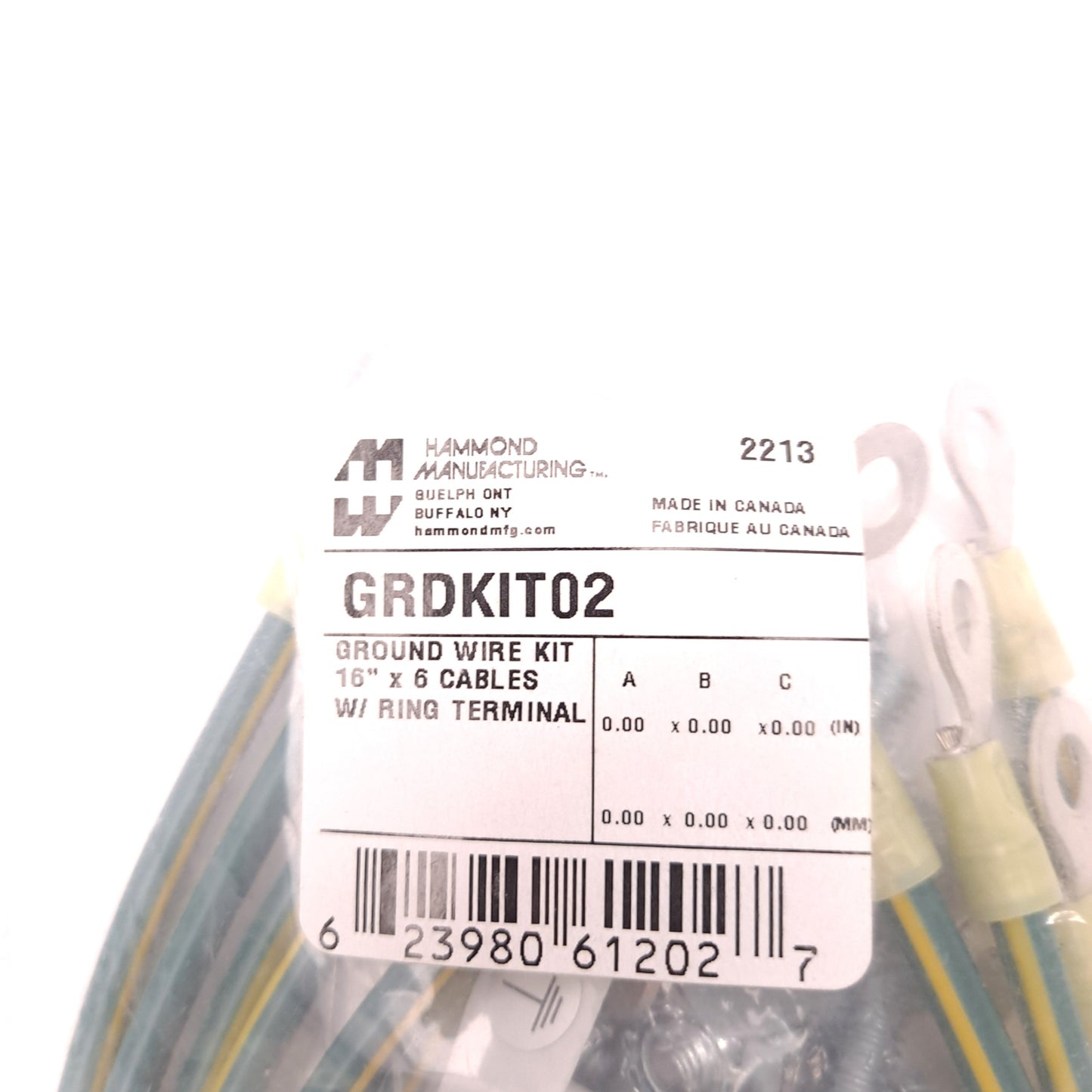 New Hammond GRDKIT02 Ground Wire Kit 6 Cables With Ring Terminal 16"