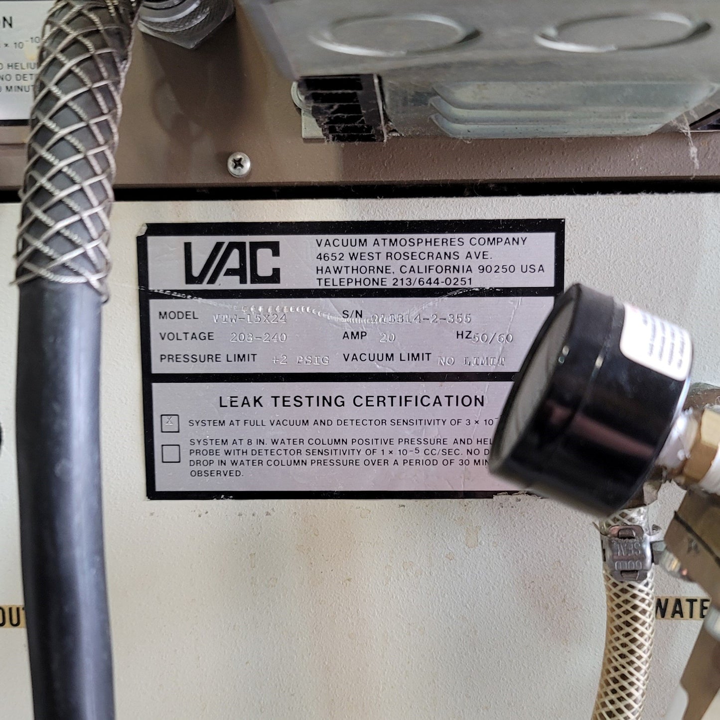 Used VAC VTW-15X24 Water Jacketed Vacuum Oven 40-600°C 15" Dia x 24" Long, 208-240VAC