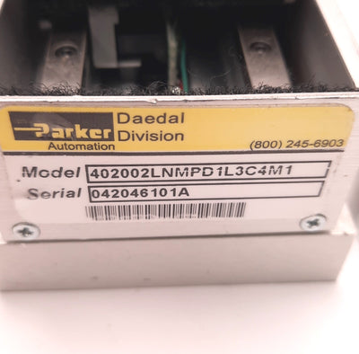 Used Parker 402002LN-MP-D1L1C1M1 Linear Positioner Stage Table, 50mm Travel, NEMA 23
