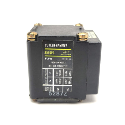 Used Cutler Hammer E51DP2 Photoelectric Diffuse Reflective Sensor Head, 18Ft Range