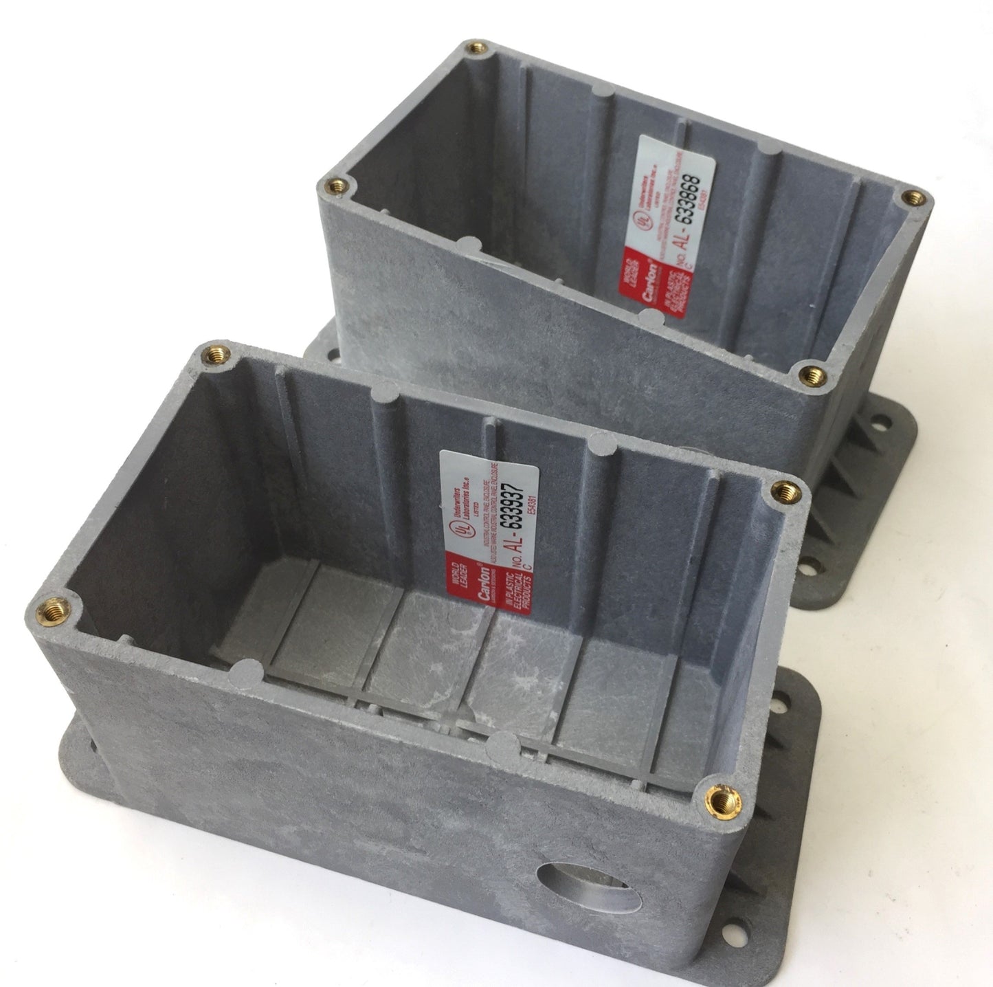 Used Lot of 2 Carlon CP200NB Pushbutton Enclosure, Nylon, Gray, 3.3x3.5x7.1" *Holes*