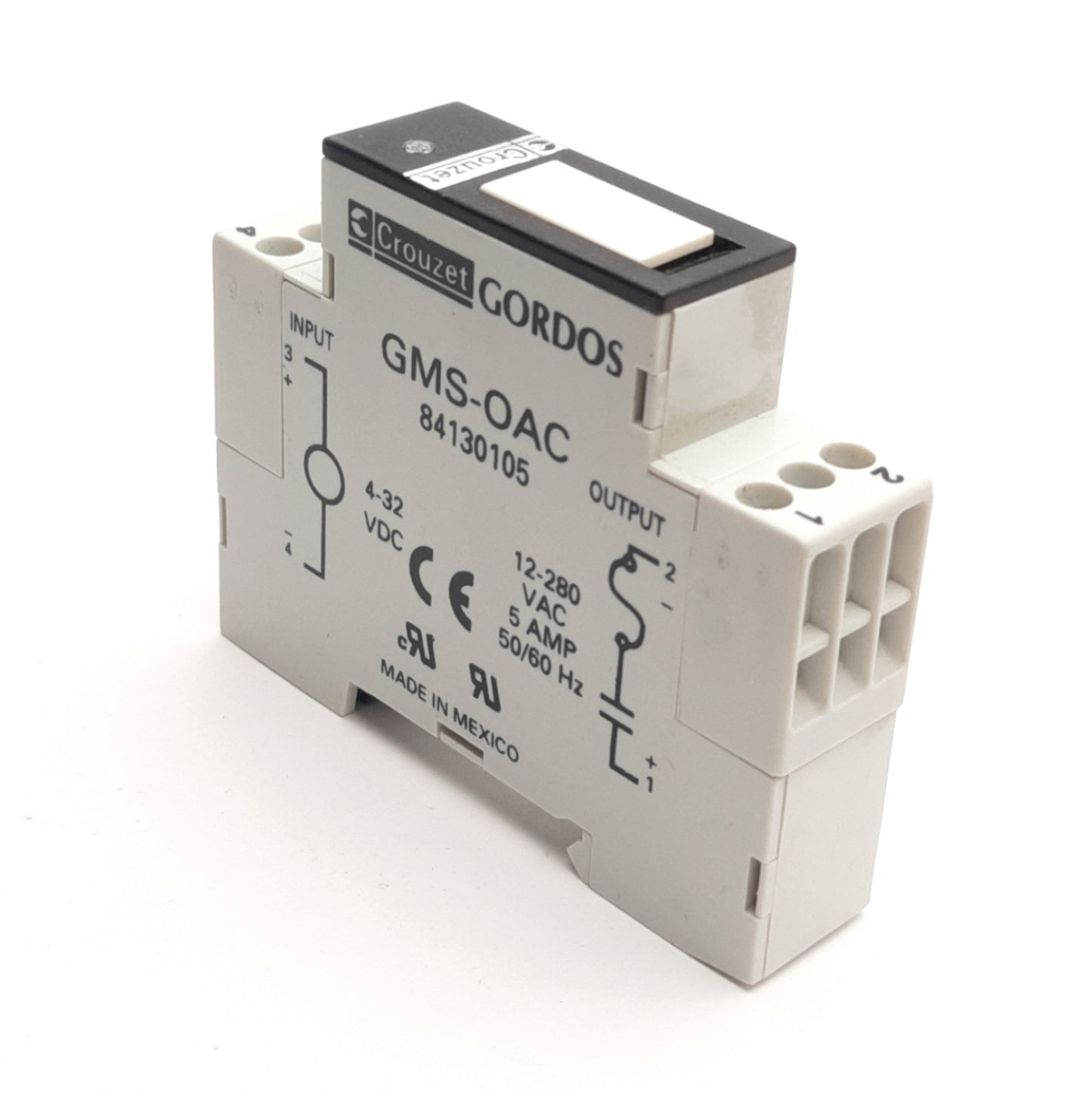 Used Crouzet GMS-OAC Relay Module 4-32VDC Input, 12-280VAC Output, 5A, Display LED