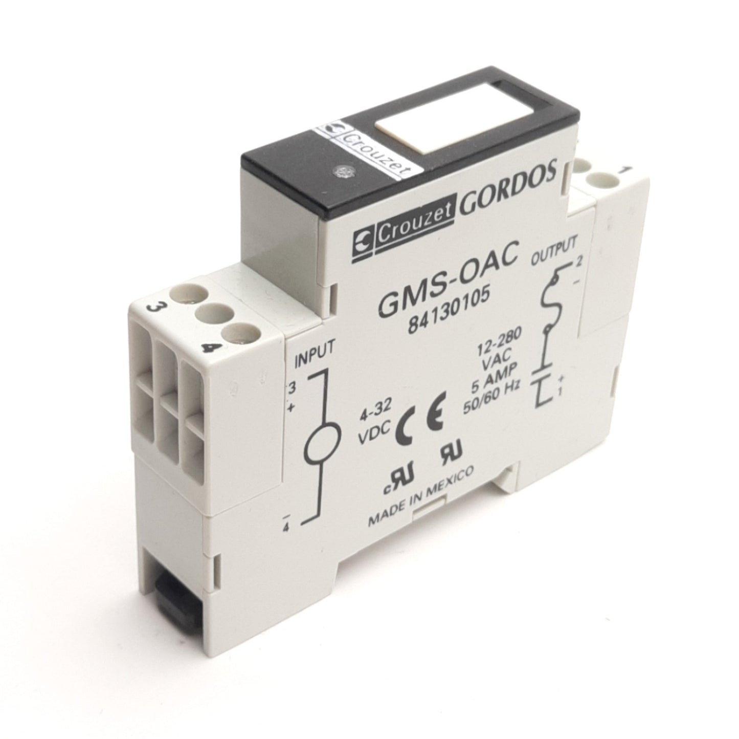 Used Crouzet GMS-OAC Relay Module 4-32VDC Input, 12-280VAC Output, 5A, Display LED