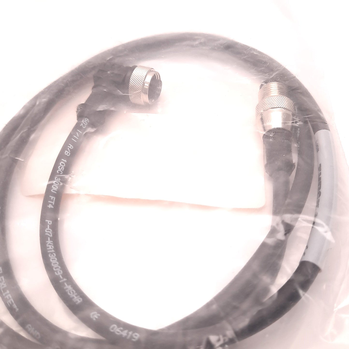 New – Open box Turck WK 4.4T-1-RS 4.4T Cordset, M12 Male to Right Angle M12 Female, 1 Meter