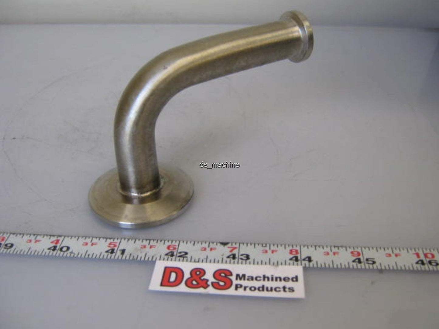 Used Sanitary Fitting 5/8" Elbow 90° 1" Flange to 2" Flange SS316L