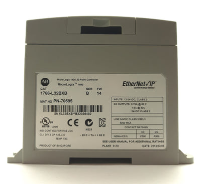 Used Allen Bradley 1766-L32BXB Series B MicroLogix 1400 PLC Controller 32x I/O 24VDC