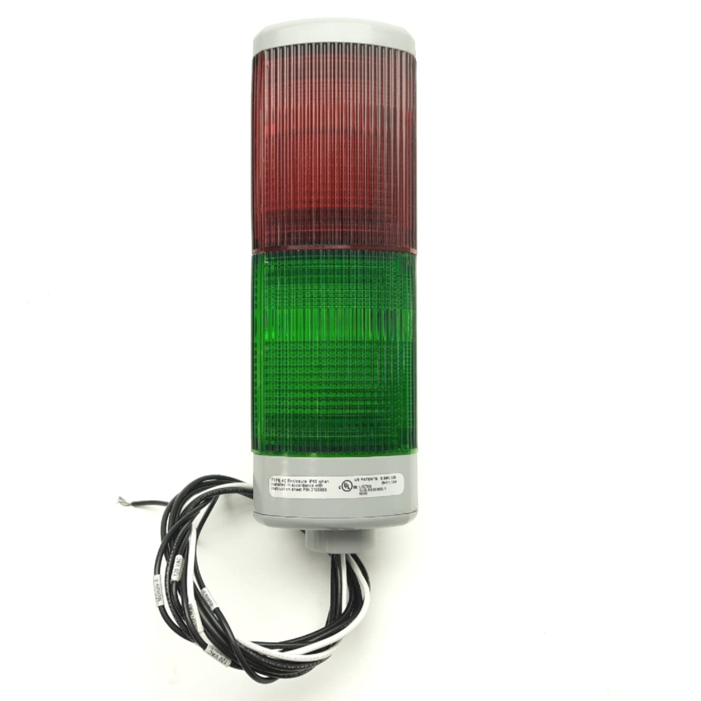 Used Edwards Signaling 102PMBS-N5 Triliptical Stack Light Solid Green Strobe Red 120V