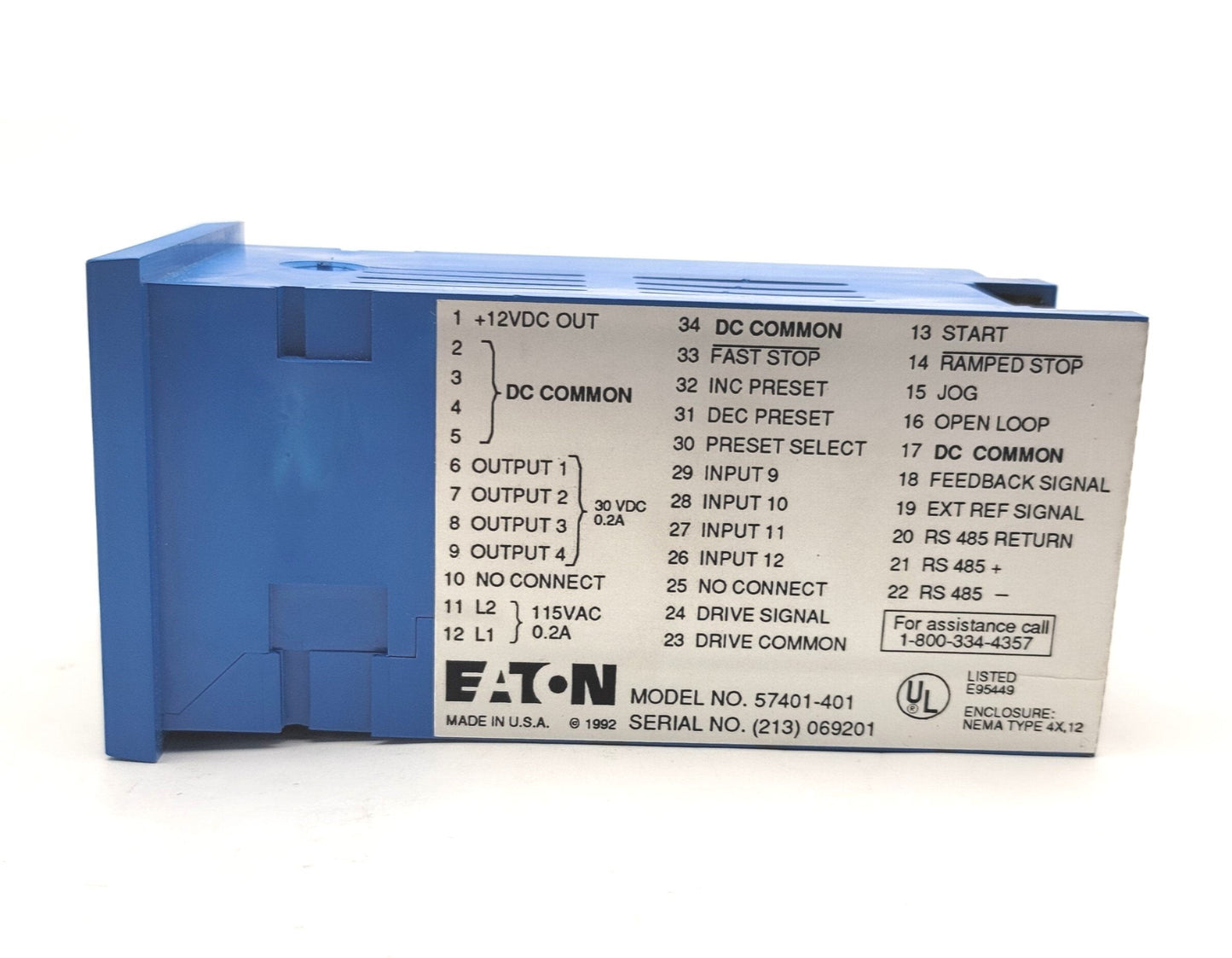 Used Eaton 57401-401 Strider Dual Preset Speed Controller 115VAC, 0-3/0-10VDC Output