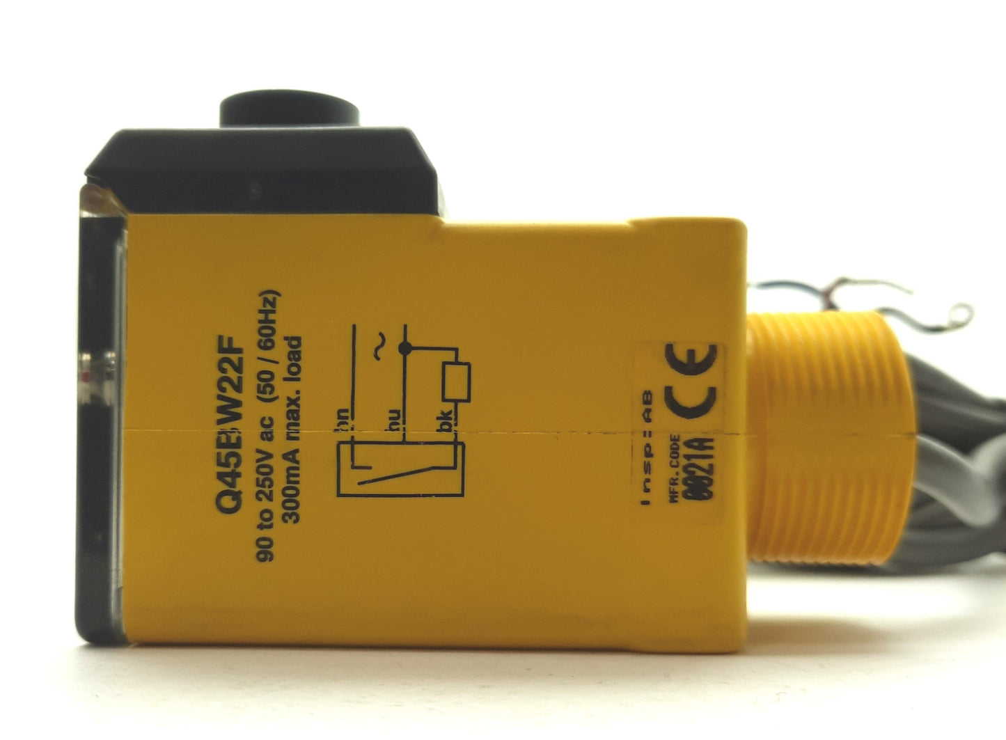 Used Banner Q45BW22F Fiber Optic Sensor/Amplifier, SPST SS, 3-Wire, 90-250VAC 300mA