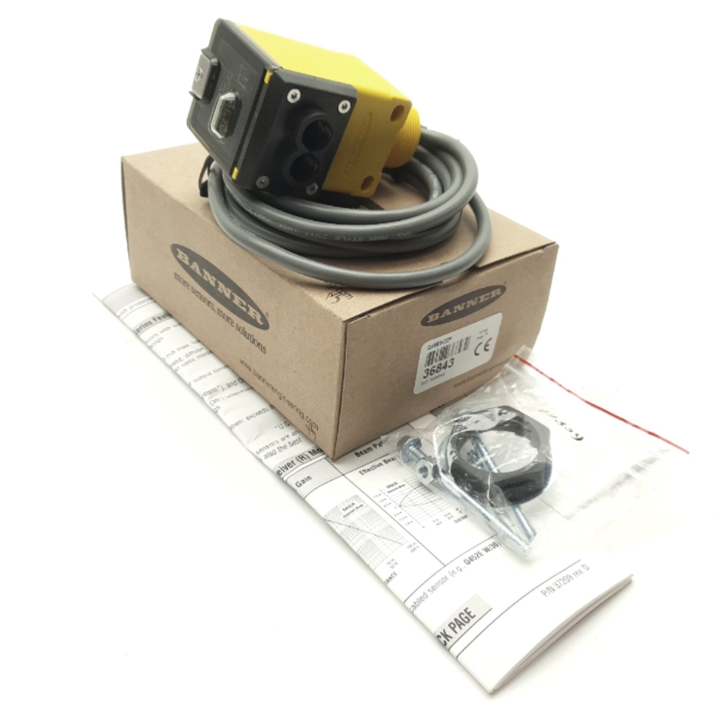 New Banner Q45BW22F Fiber Optic Sensor/Amplifier, SS, SPST, 3-Wire, 90-250VAC 300mA