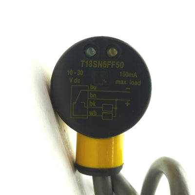 Used Banner T18SN6FF50 Fixed Field Photoelectric Sensor 50mm Range NPN 150mA 10-30VDC