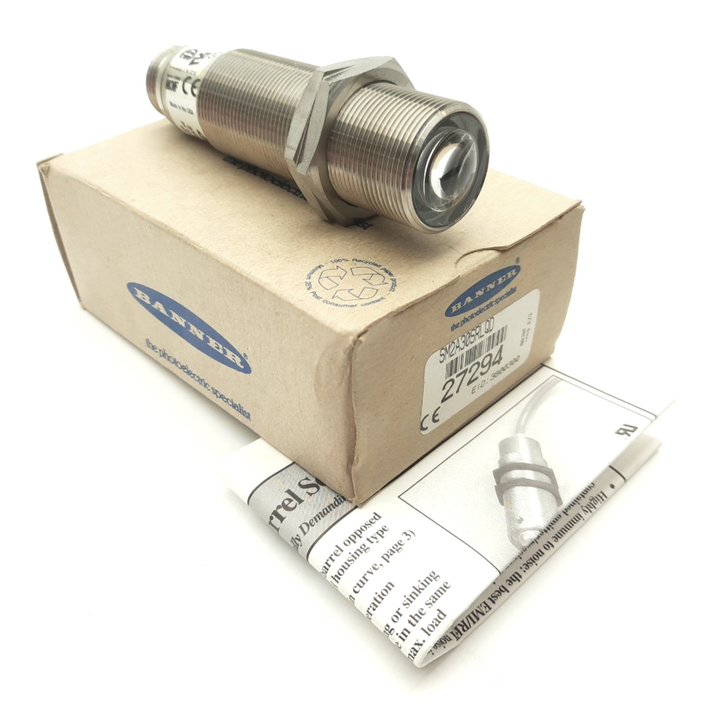 New Banner SM2A30SRLQD Infrared Photoelectric Sensor Receiver SPST SS L.O. 24-240VAC