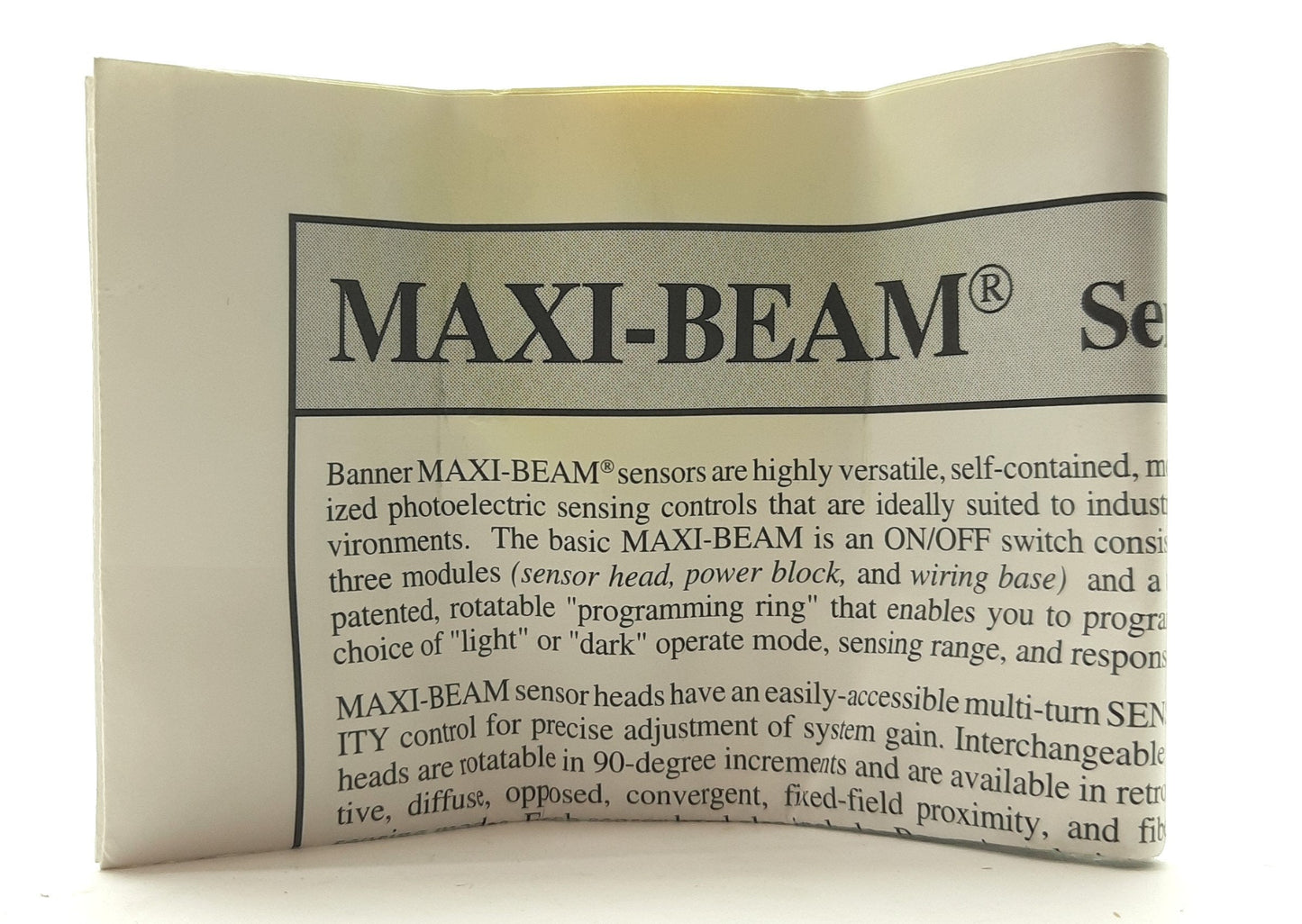 New Banner RSBLV MAXI-BEAM Retroreflective Photoelectric Sensor, 6"-30' Range