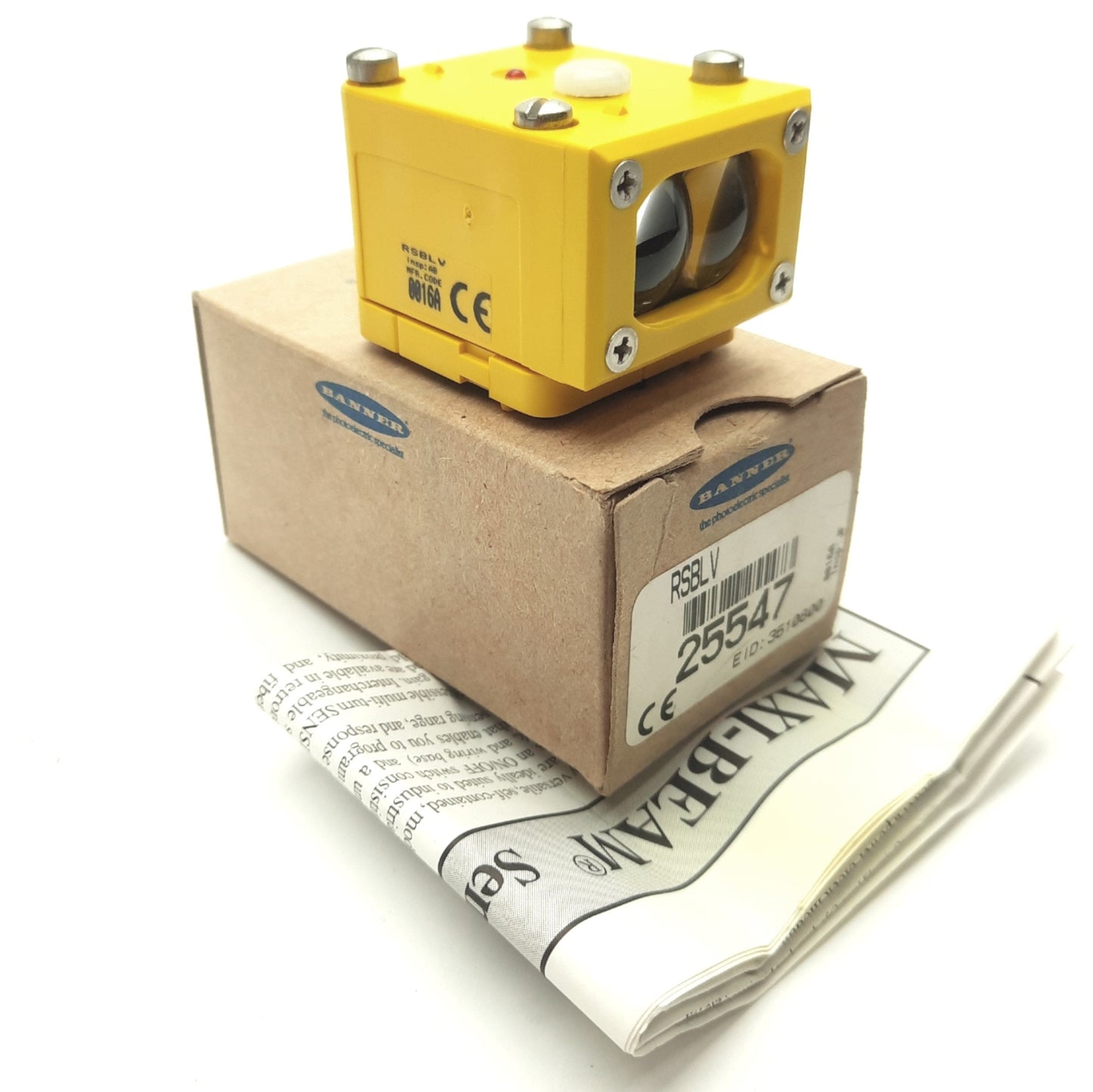 New Banner RSBLV MAXI-BEAM Retroreflective Photoelectric Sensor, 6"-30' Range