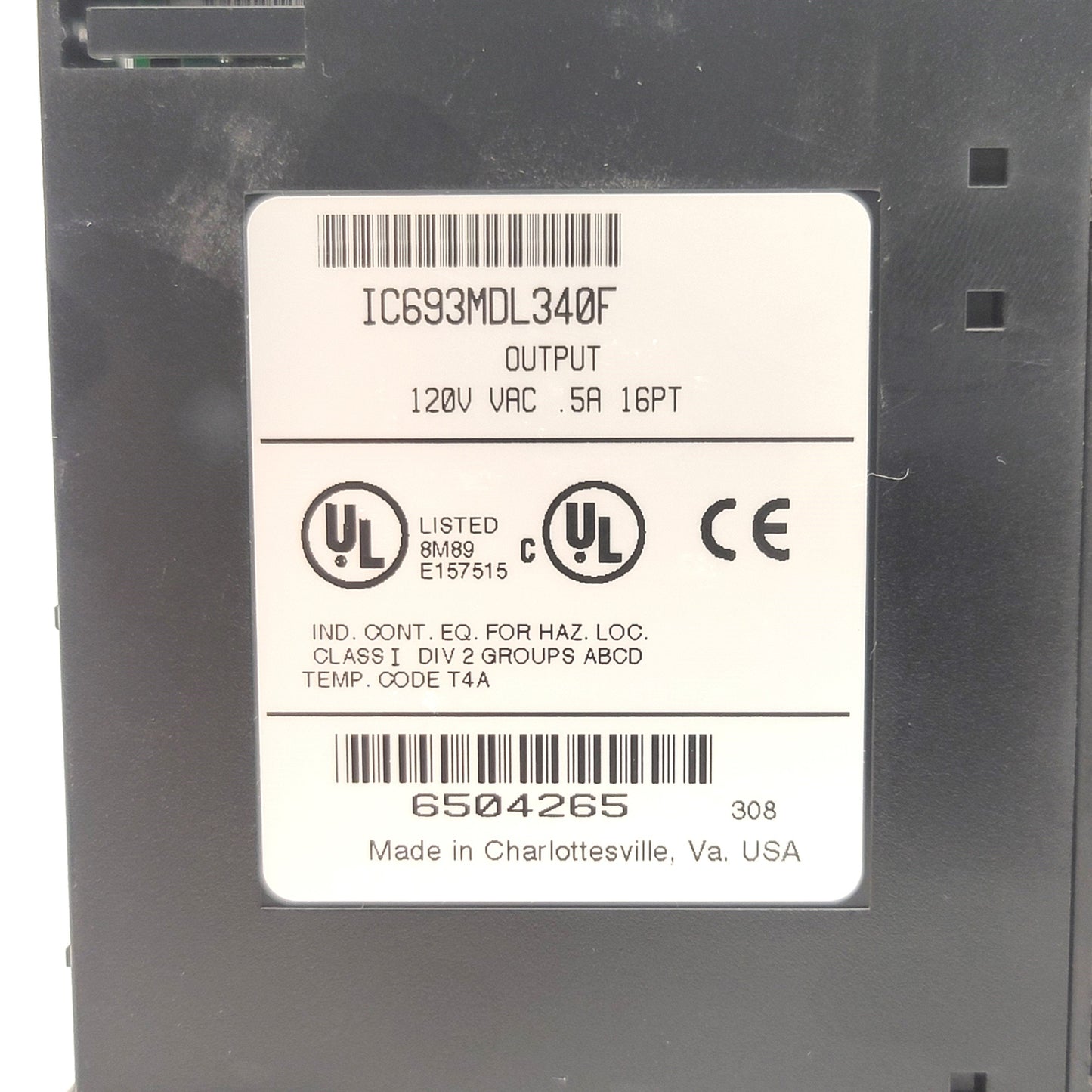 Used GE Fanuc IC693MDL340F PLC Output Module 120VAC 0.5A, 16-Point, Series 90-30