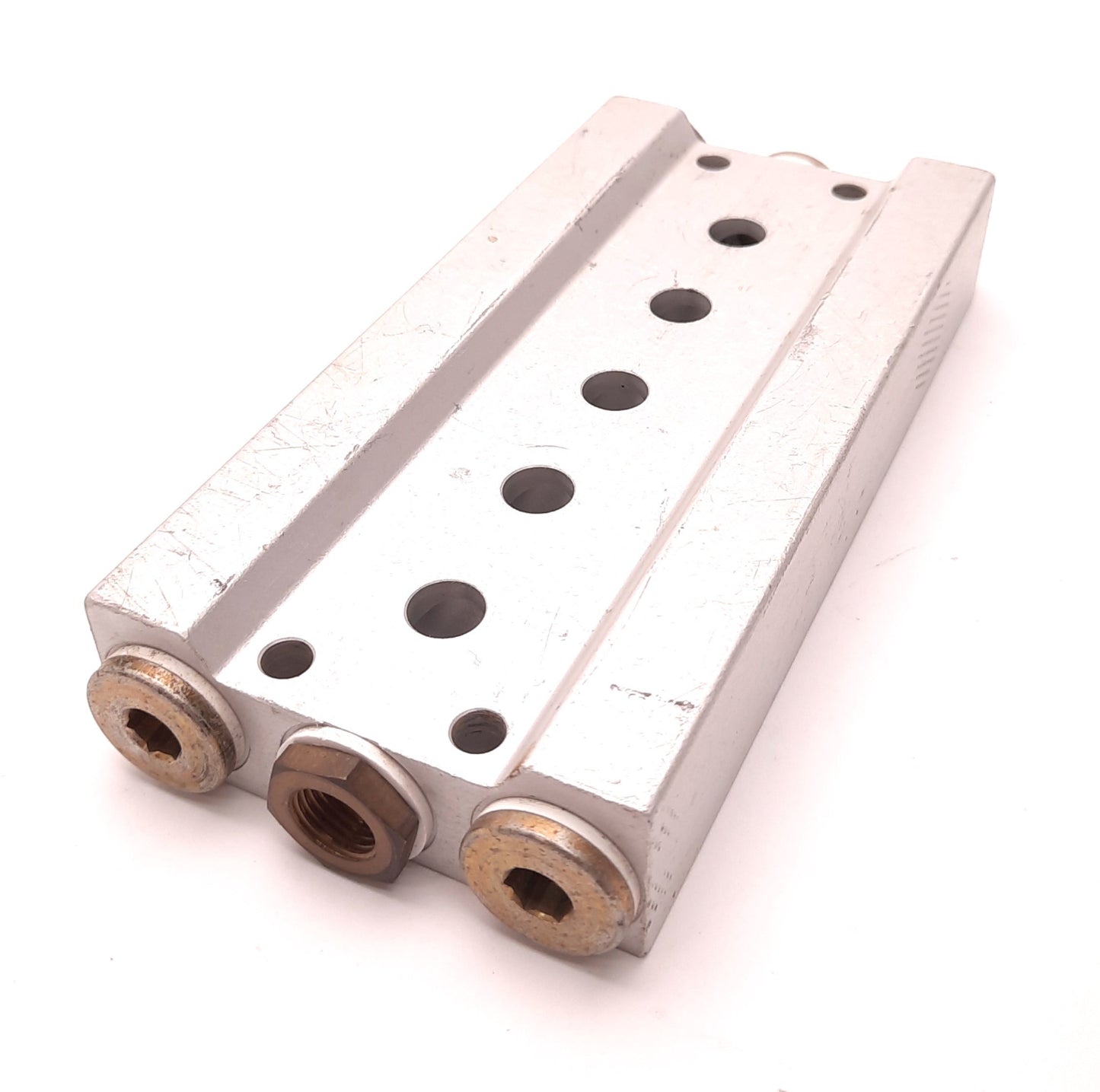 Used Festo PRS-1/8-5-B Manifold Block with Through Hole Mounting, G 3/8 Threads