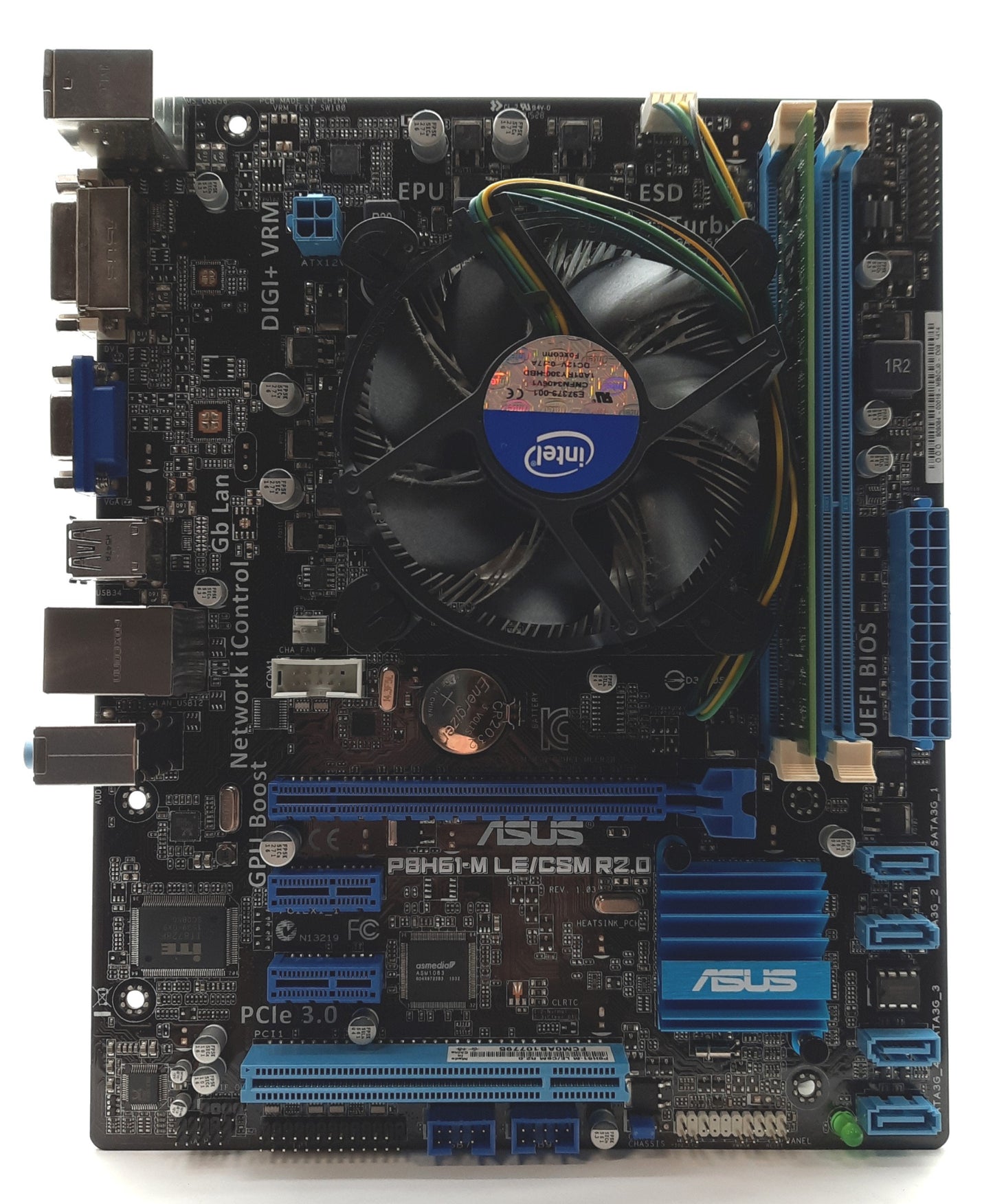 Used ASUS P8H61-M LE/CSM R2.0 Motherboard & CPU Intel G640 2.8Ghz 2GB PCI PCIe x16