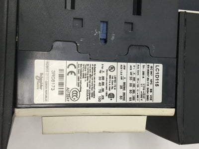 Used Schneider Telemecanique LC1D115BD Contactor 24VDC Coil, 3-Pole, 1000VAC 200A
