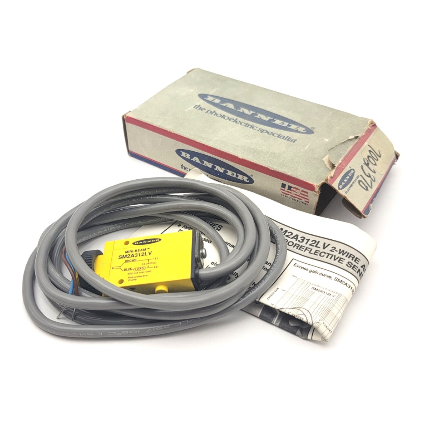 Used Banner Engineering SM2A312LV Retroreflective Mini Beam Sensor 24-240VAC, 5000mm