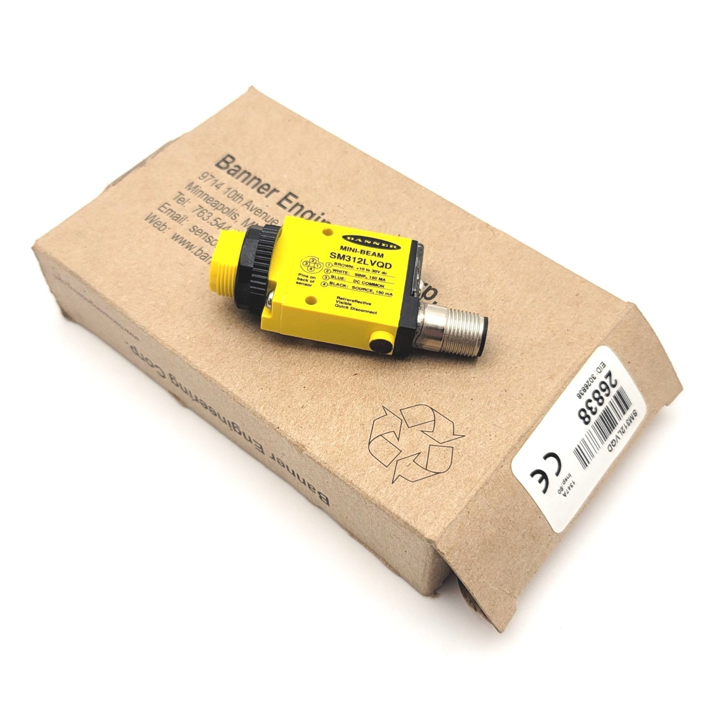 New Other Banner Engineering SM312LVQD Retroreflective Mini Beam Sensor 10-30VDC, 5000mm