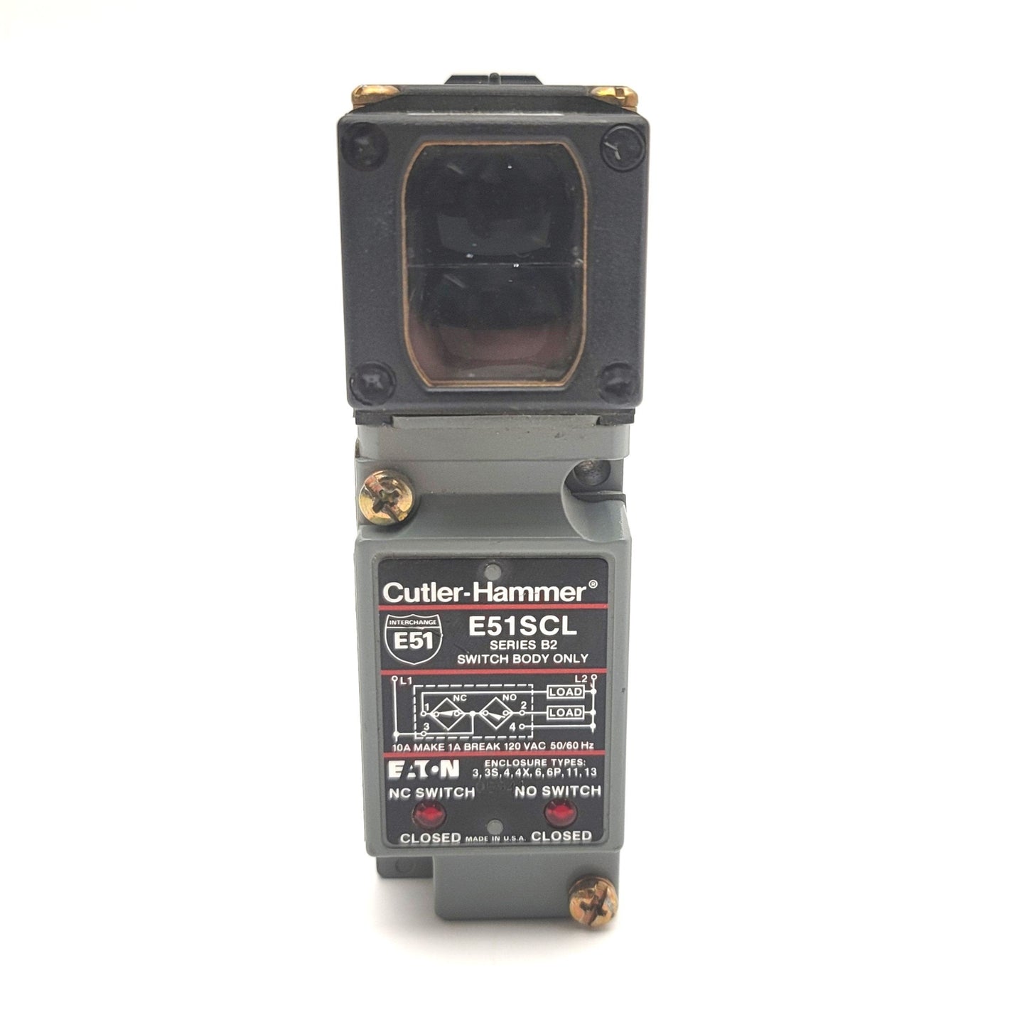 New Other Cutler Hammer E51CLP5 Polarized Retroreflective Sensor With Switch Body, 120VAC