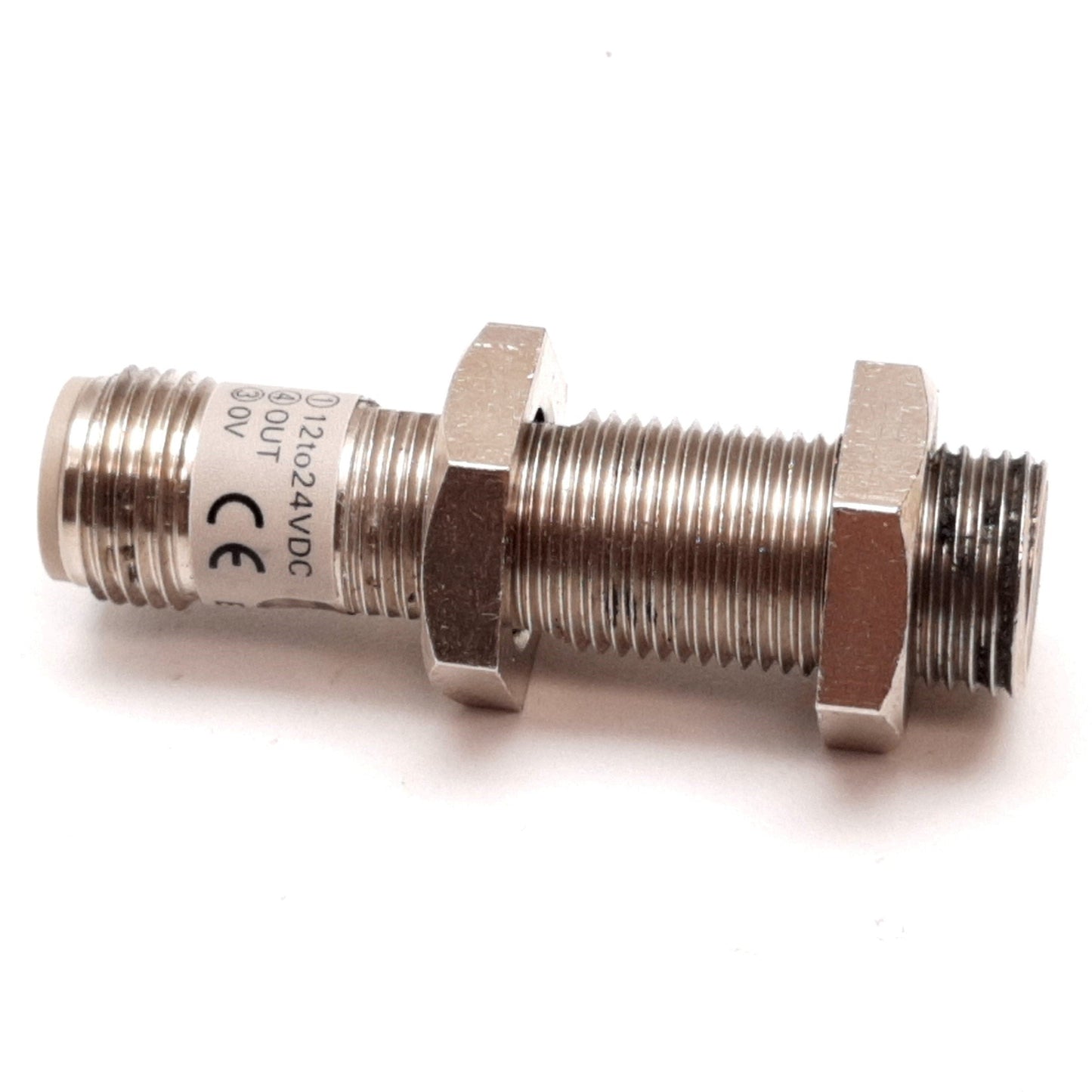 Used Omron E2E-X2E1-M1 Inductive Proximity Sensor, 2mm, 12-24VDC, M12, 4-Pin